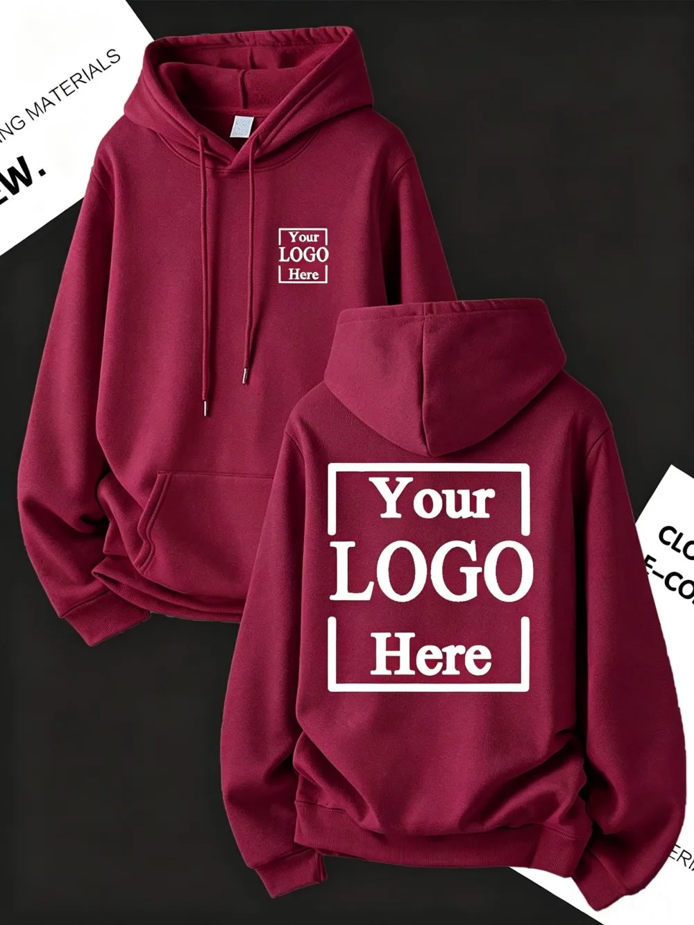 Customize Womens Hoodies Street Oversized Pocket Sweatshirts Hip Hop Unisex Tops DIY Your Logo/Graphic Pullovers Woman Clothes