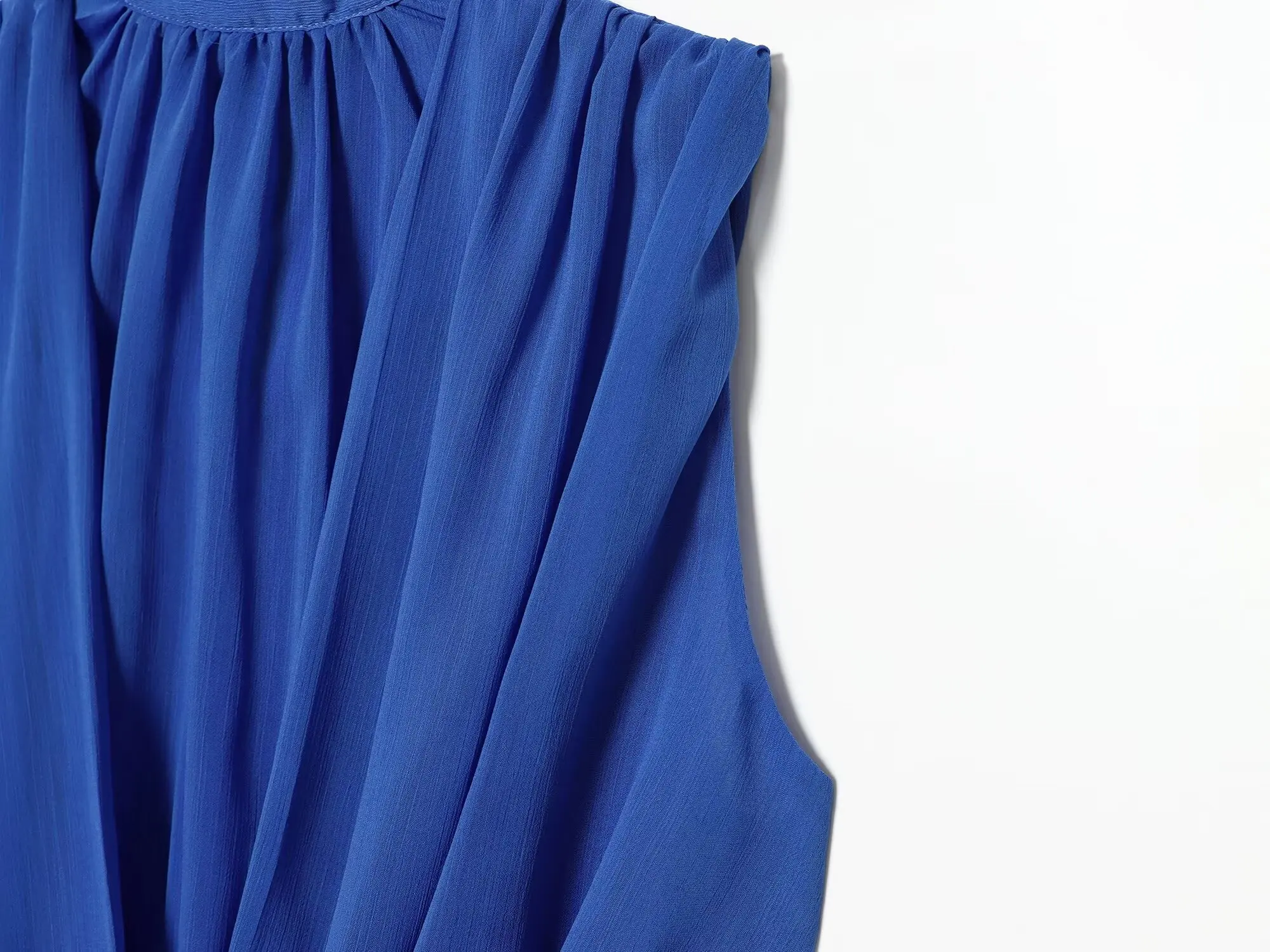 BSAY 2026 New Women Fashion Mock Neck Sleeveless Blouse Front Twist Wrap V Neck Tank Top Back Pleated Elegant Summer Casual Tops