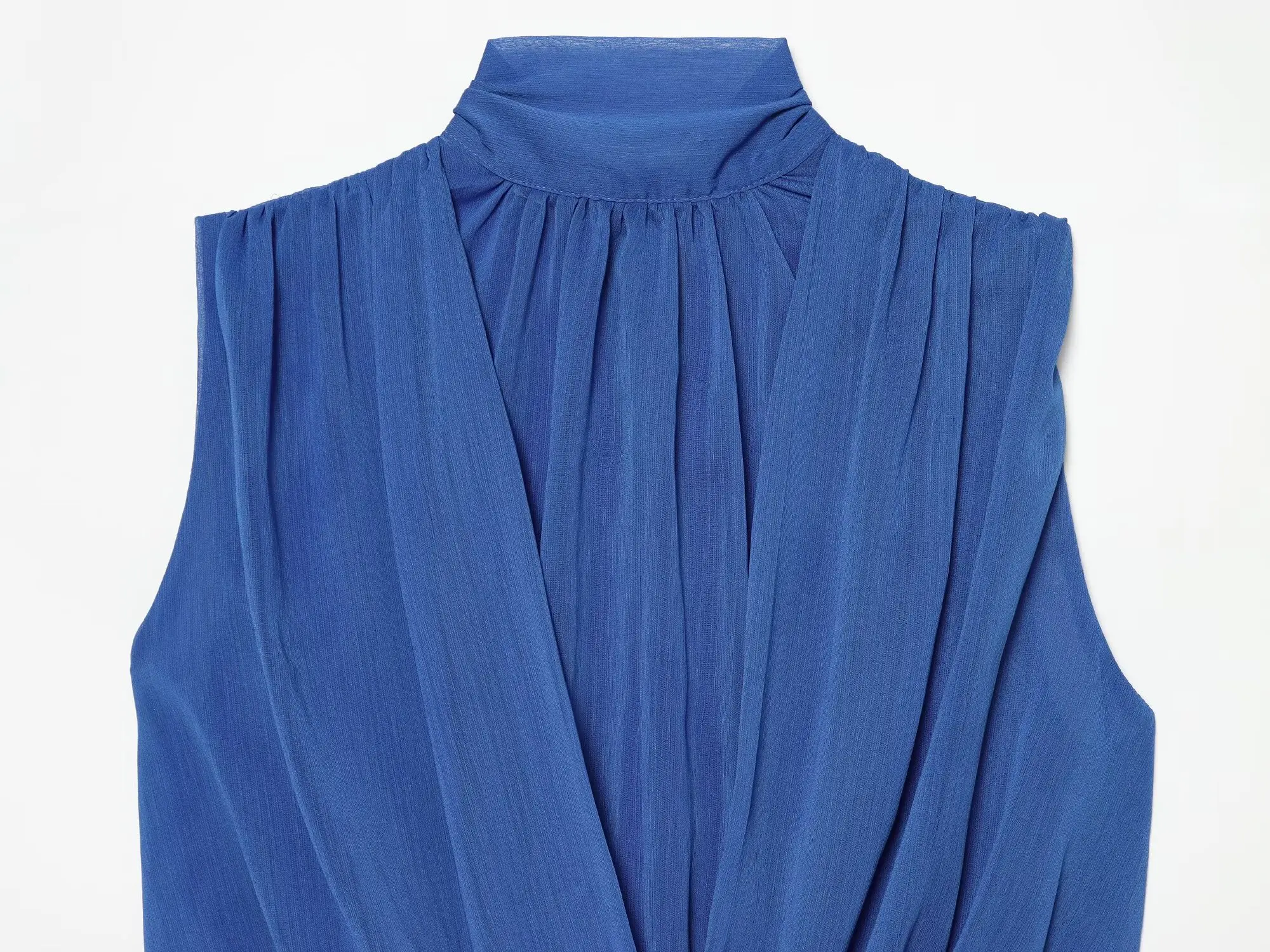 BSAY 2026 New Women Fashion Mock Neck Sleeveless Blouse Front Twist Wrap V Neck Tank Top Back Pleated Elegant Summer Casual Tops