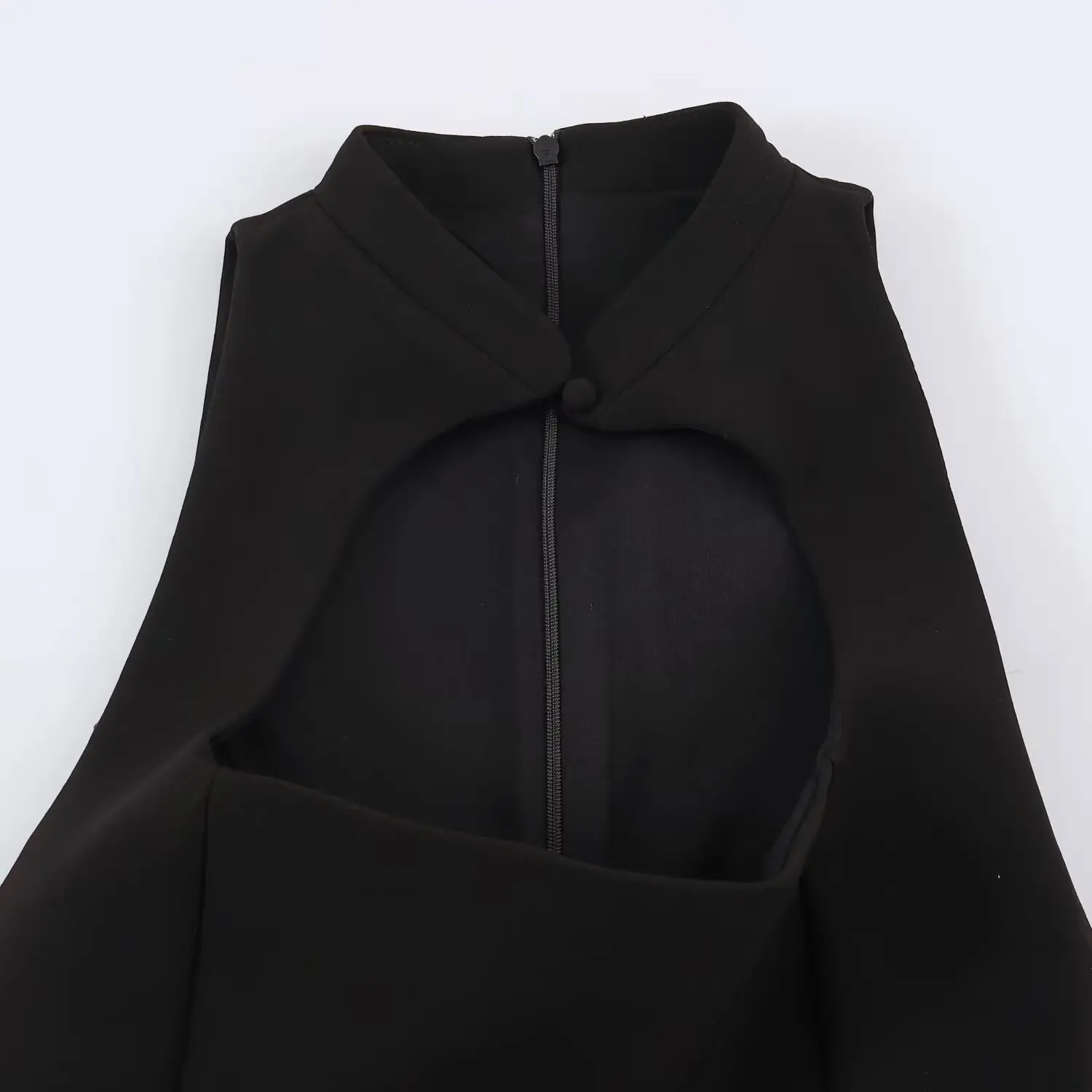 BSAY Fashion Summer Halter Short Dress Women Stand Collar Hollow Front Sleeveless Bodycon Mini Dress Chic Evening Party Dress