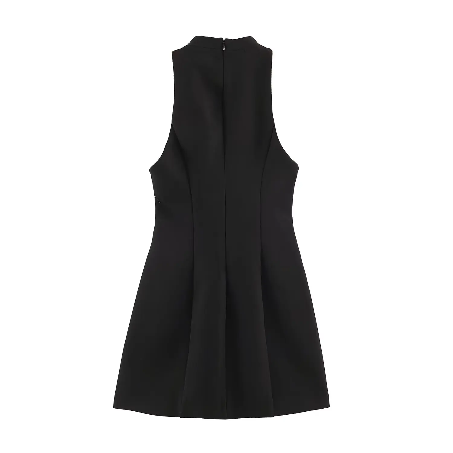 BSAY Fashion Summer Halter Short Dress Women Stand Collar Hollow Front Sleeveless Bodycon Mini Dress Chic Evening Party Dress