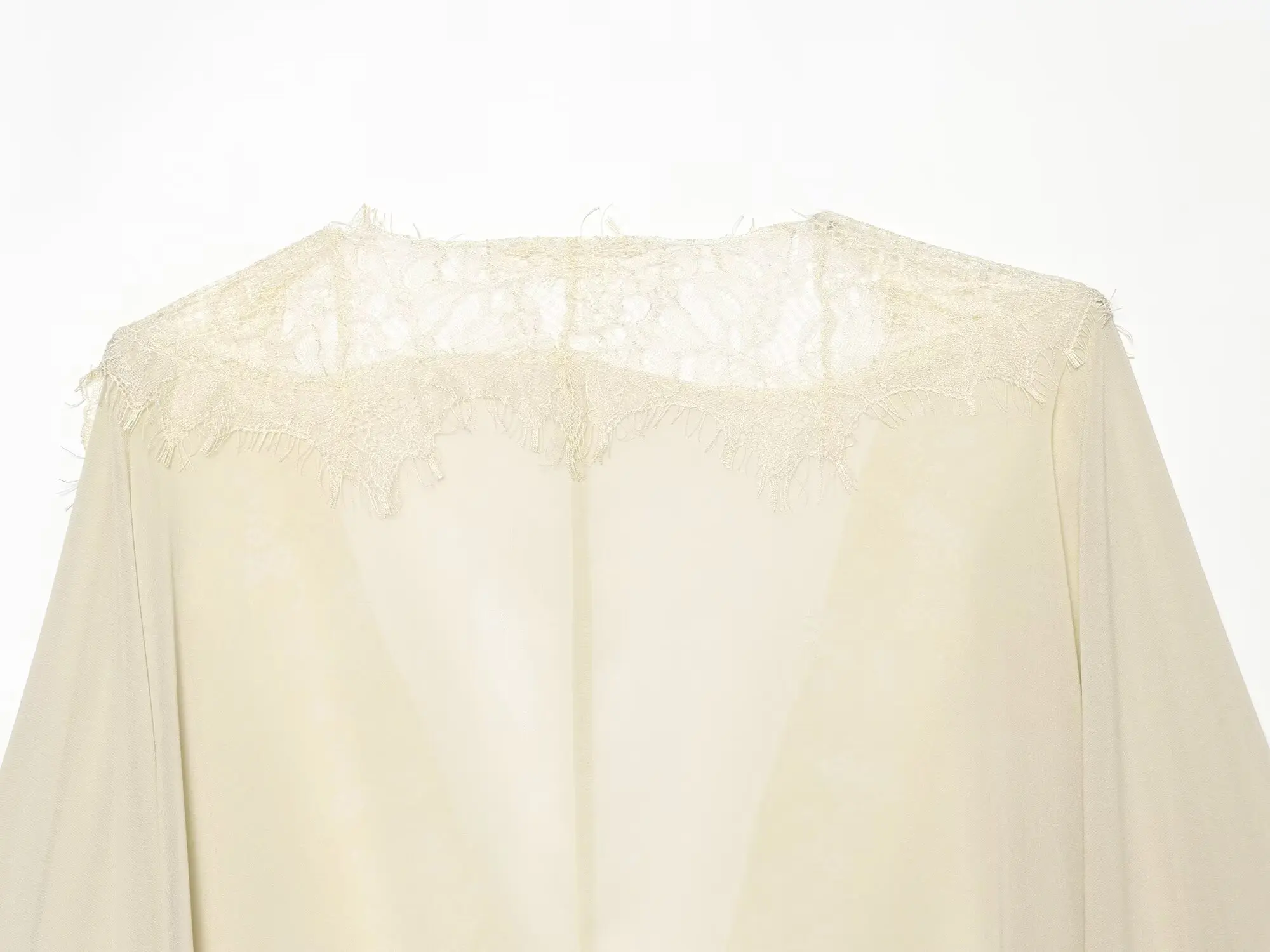 BSAY 2026 Vintage Women Fashion Sheer Blouse Lace Trim V Neck Front Drawstring Flare Sleeve Casual Beach Sunscreen Cover Up Top
