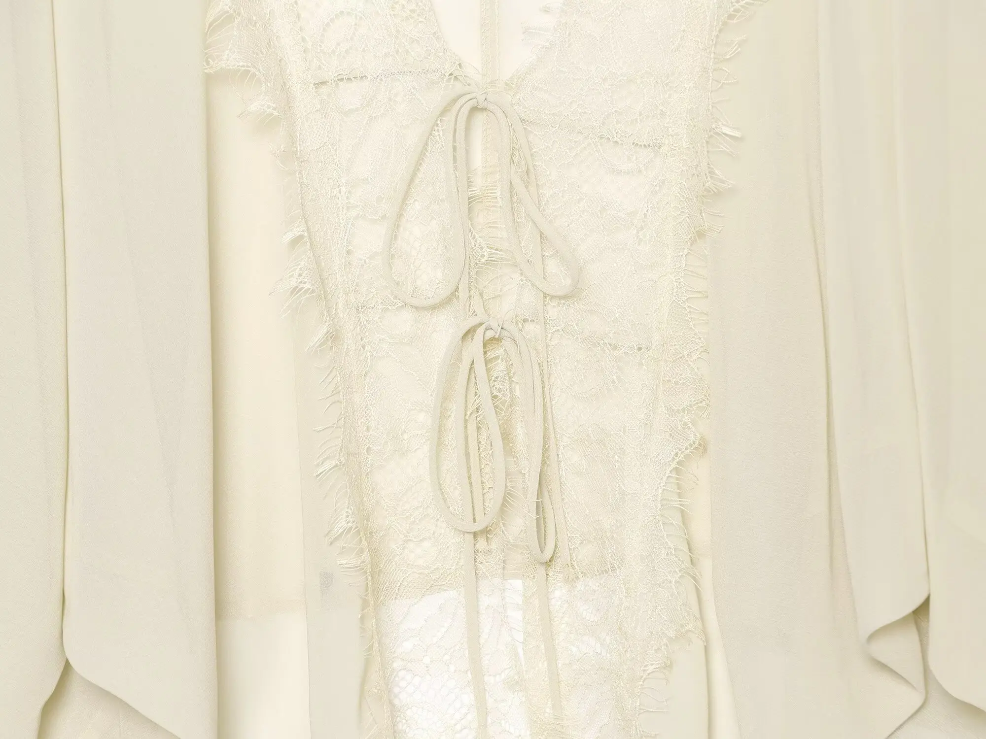 BSAY 2026 Vintage Women Fashion Sheer Blouse Lace Trim V Neck Front Drawstring Flare Sleeve Casual Beach Sunscreen Cover Up Top