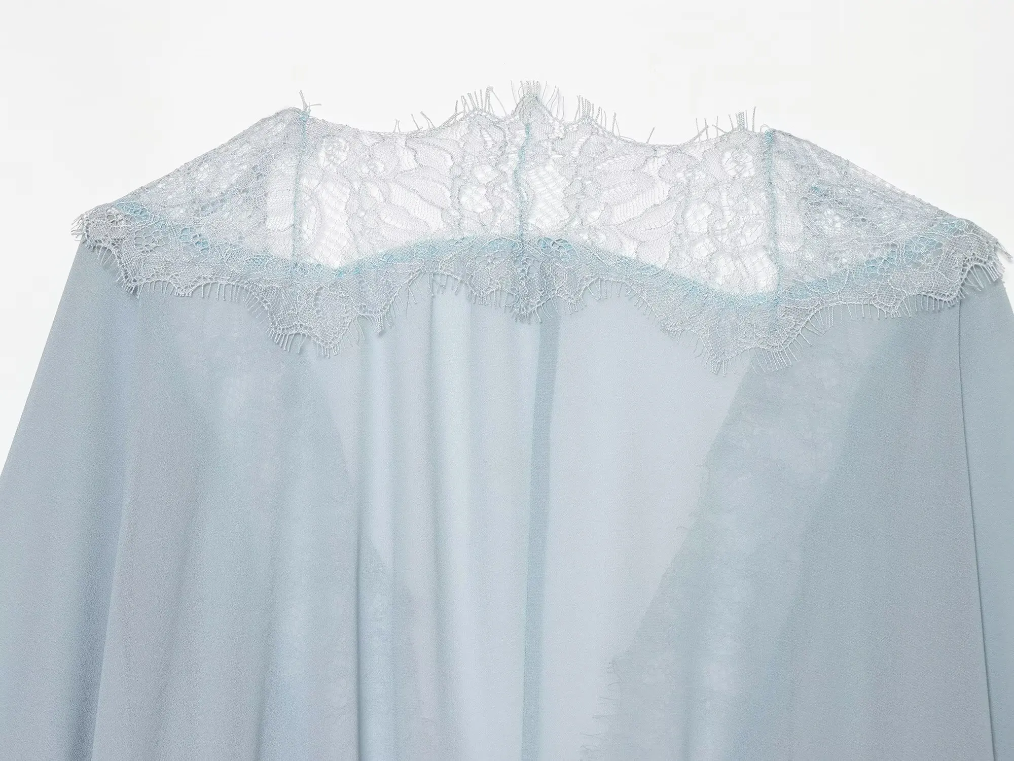 BSAY 2026 Vintage Women Fashion Sheer Blouse Lace Trim V Neck Front Drawstring Flare Sleeve Casual Beach Sunscreen Cover Up Top