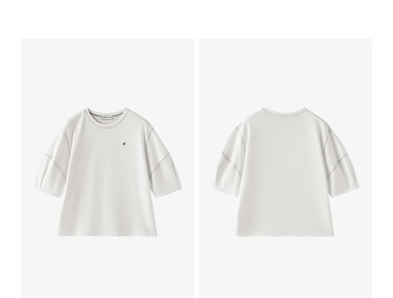 TOYOUTH Women's Short Sleeve Tee 2026 Autumn New 100 Percent Cotton Antibacterial Lantern Sleeve Slimming Clean Fit Casual Tops