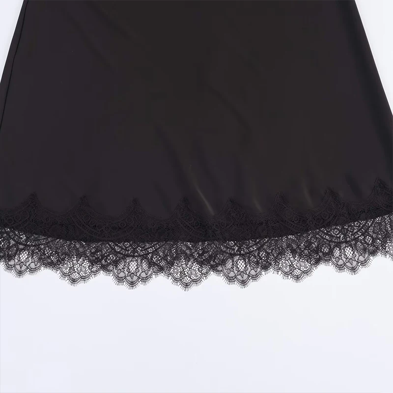 Willshela Women Fashion Solid Lace Side Hem Pleated A-Line Midi Skirt Vintage High Elastic Waist Female Chic Lady Skirts
