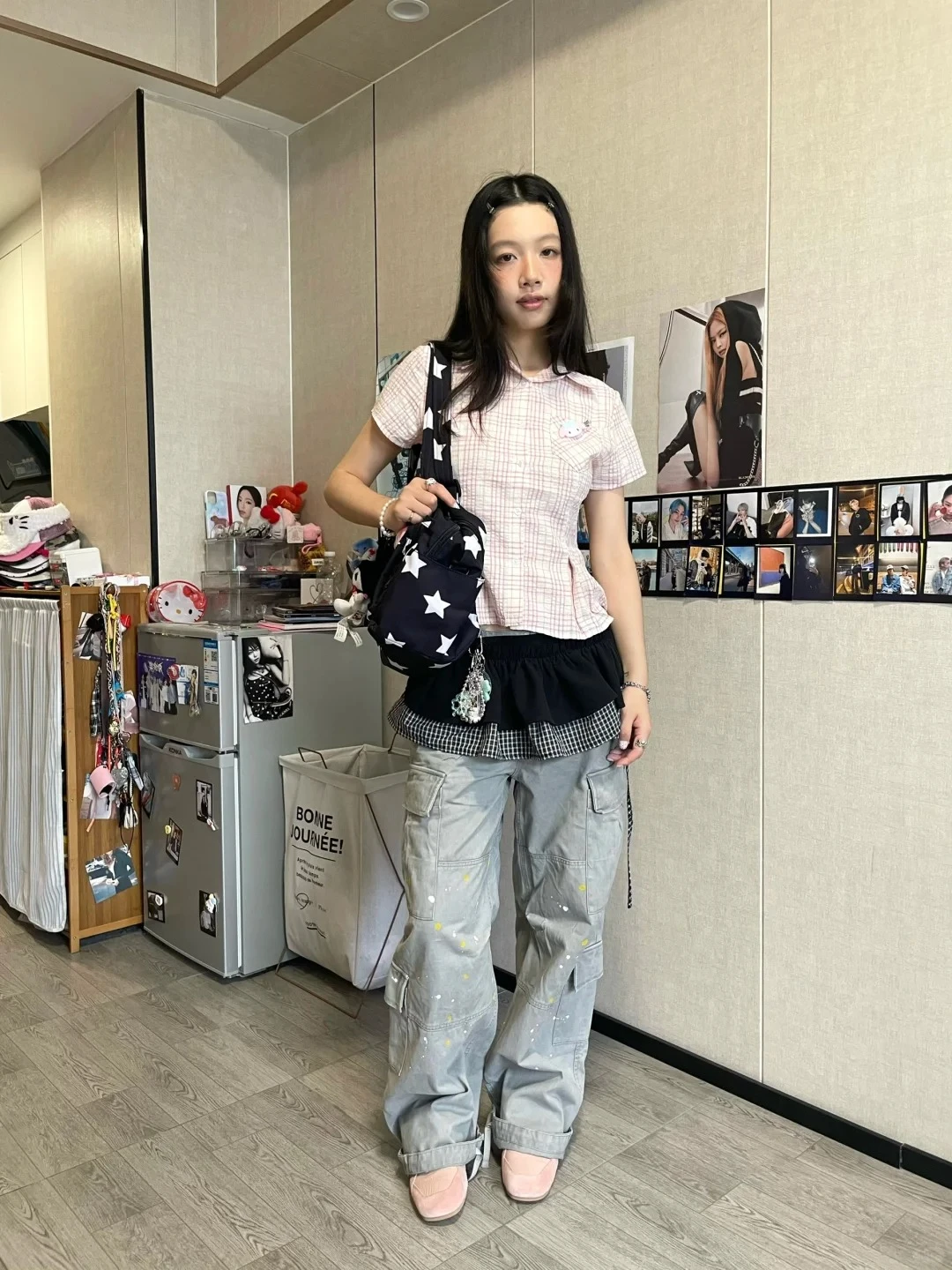 Genayooa Y2k Japanese Plaid Shirt Women Short Sleeve Pocket Slim 2000s Aesthetic Crop Tops Summer Vintage Blouse And Shirt Retro