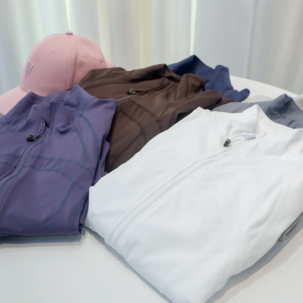 Women's Stand Collar Zipper Jacket, Bare-skin Feel, High Stretch, Moisture Absorption Sweat Releasing, Slim Fit