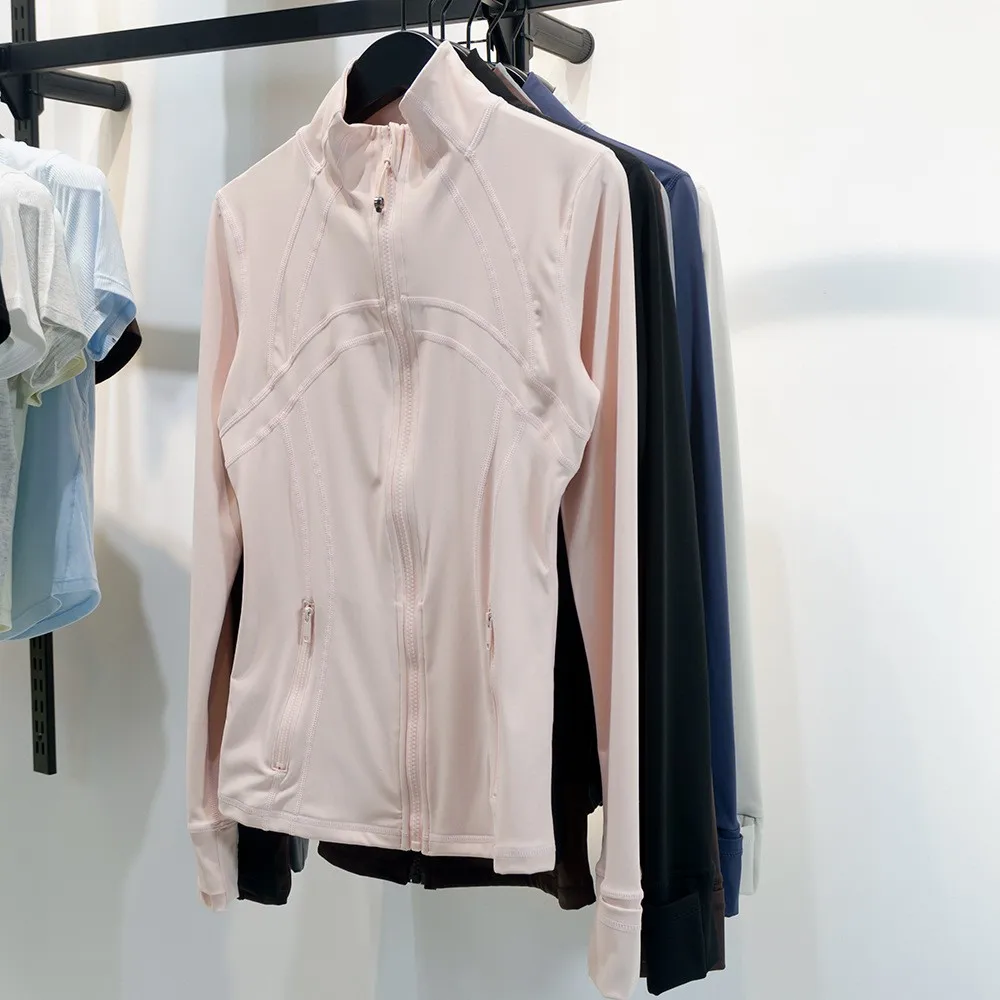 Women's Stand Collar Zipper Jacket, Bare-skin Feel, High Stretch, Moisture Absorption Sweat Releasing, Slim Fit