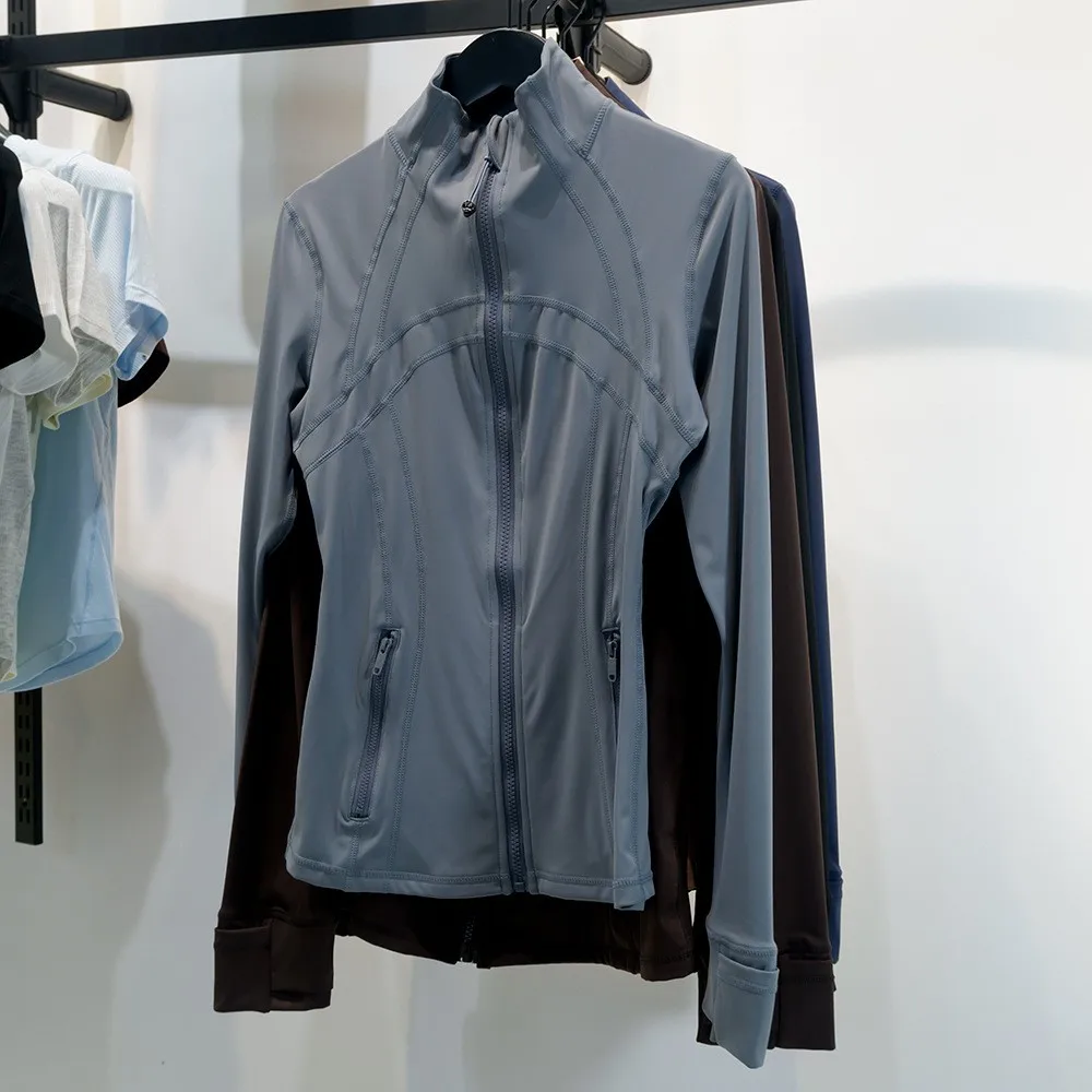 Women's Stand Collar Zipper Jacket, Bare-skin Feel, High Stretch, Moisture Absorption Sweat Releasing, Slim Fit