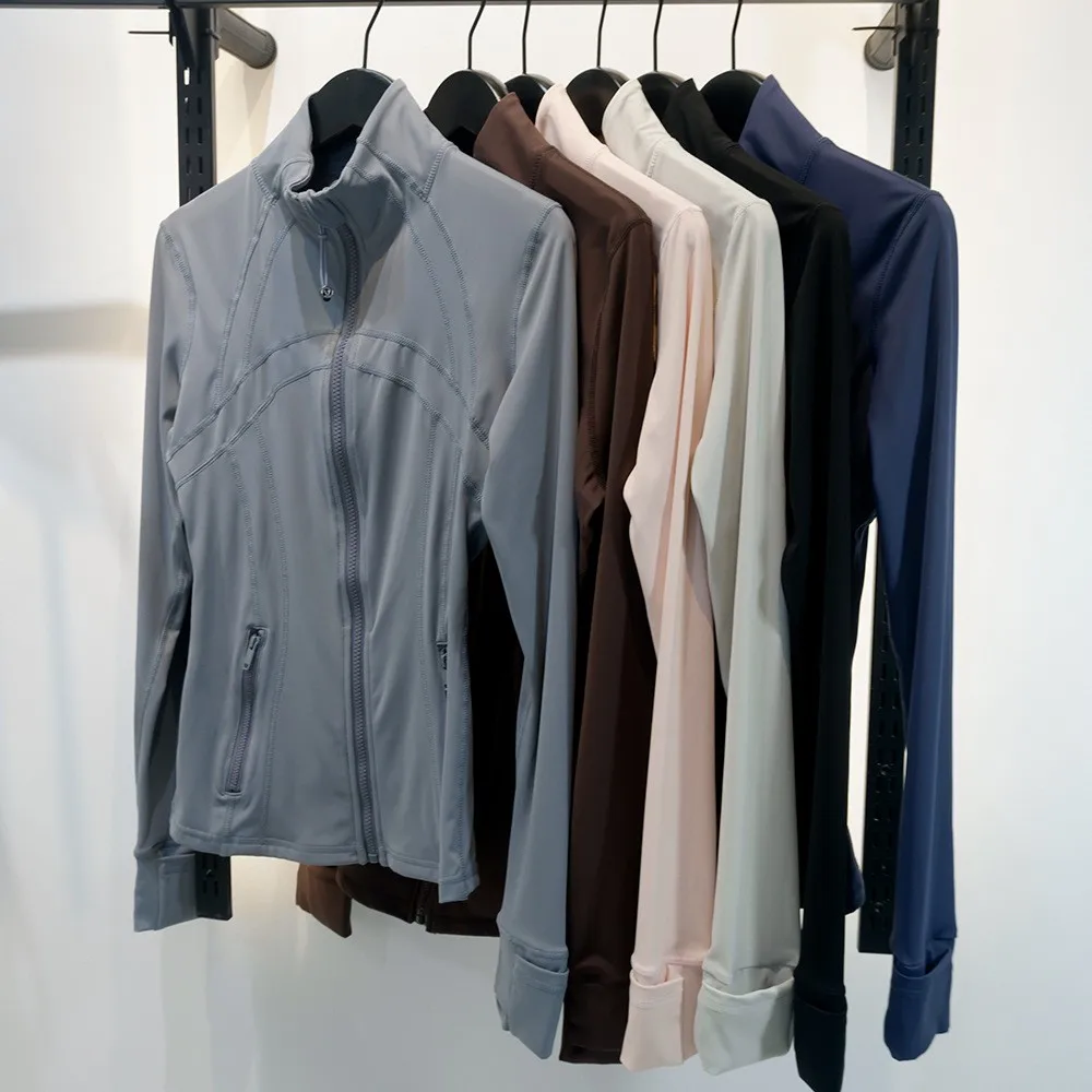Women's Stand Collar Zipper Jacket, Bare-skin Feel, High Stretch, Moisture Absorption Sweat Releasing, Slim Fit