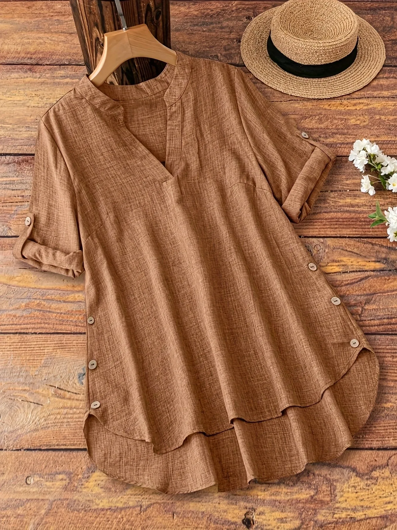 Extended Hem High-Low Blouse Design