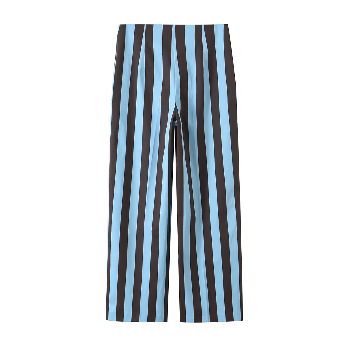 BSAY 2026 Vertical Striped Women Matching Outfit Lapel Sleeveless Frog Button Vest High Waist Wide Leg Trousers Casual Piece Set