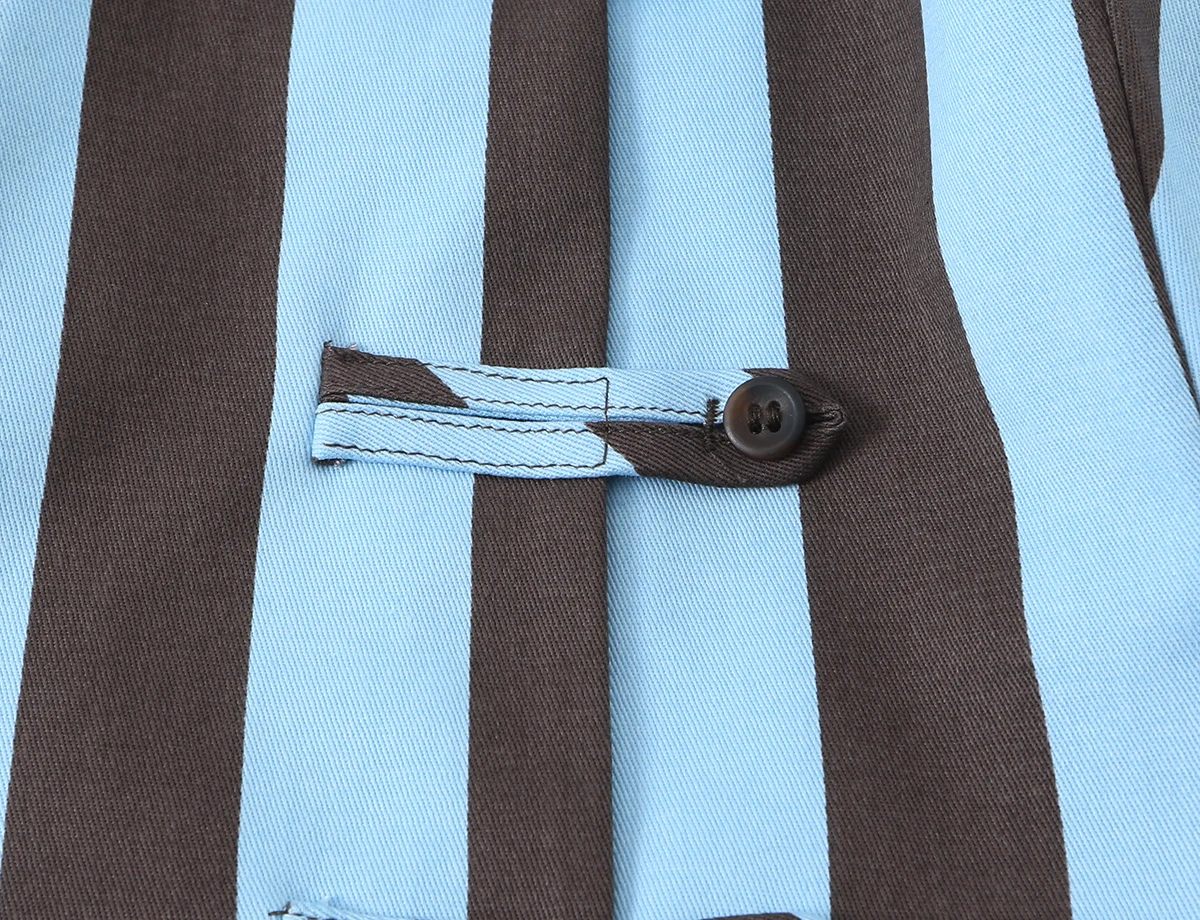 BSAY 2026 Vertical Striped Women Matching Outfit Lapel Sleeveless Frog Button Vest High Waist Wide Leg Trousers Casual Piece Set
