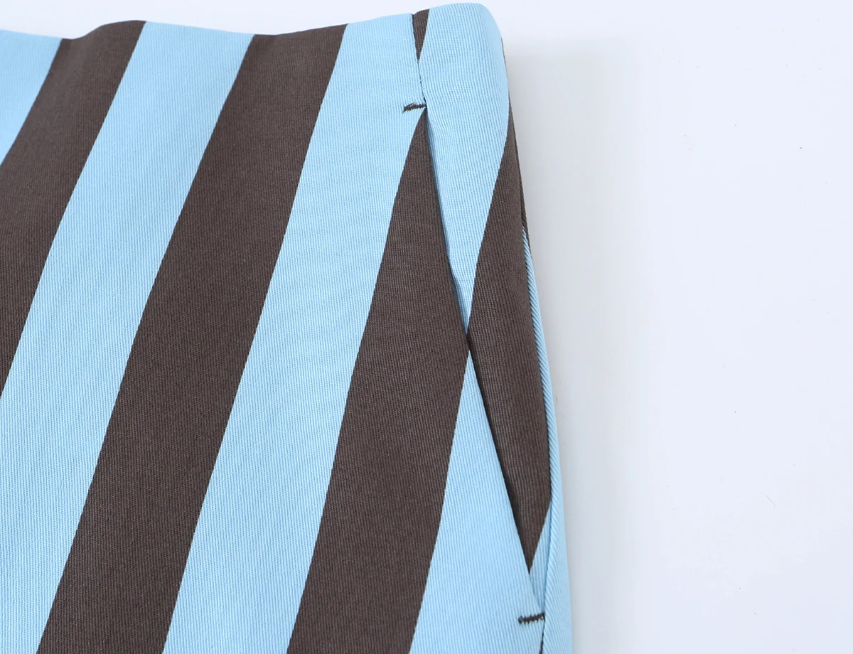 BSAY 2026 Vertical Striped Women Matching Outfit Lapel Sleeveless Frog Button Vest High Waist Wide Leg Trousers Casual Piece Set