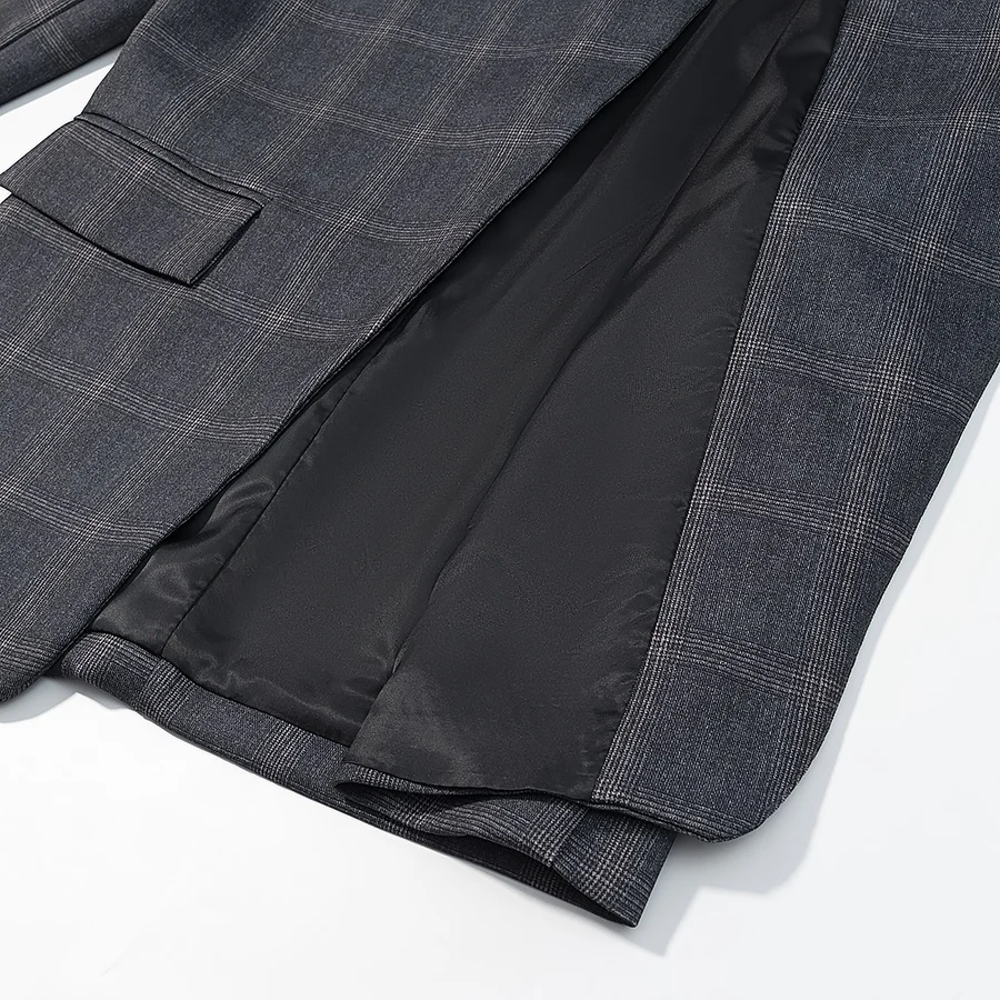 HH Women Fashion Plaid Blazer Coat Stand Collar Long Sleeve Jacket 2026 Spring Trend Casual Office Lady Chic Outerwear
