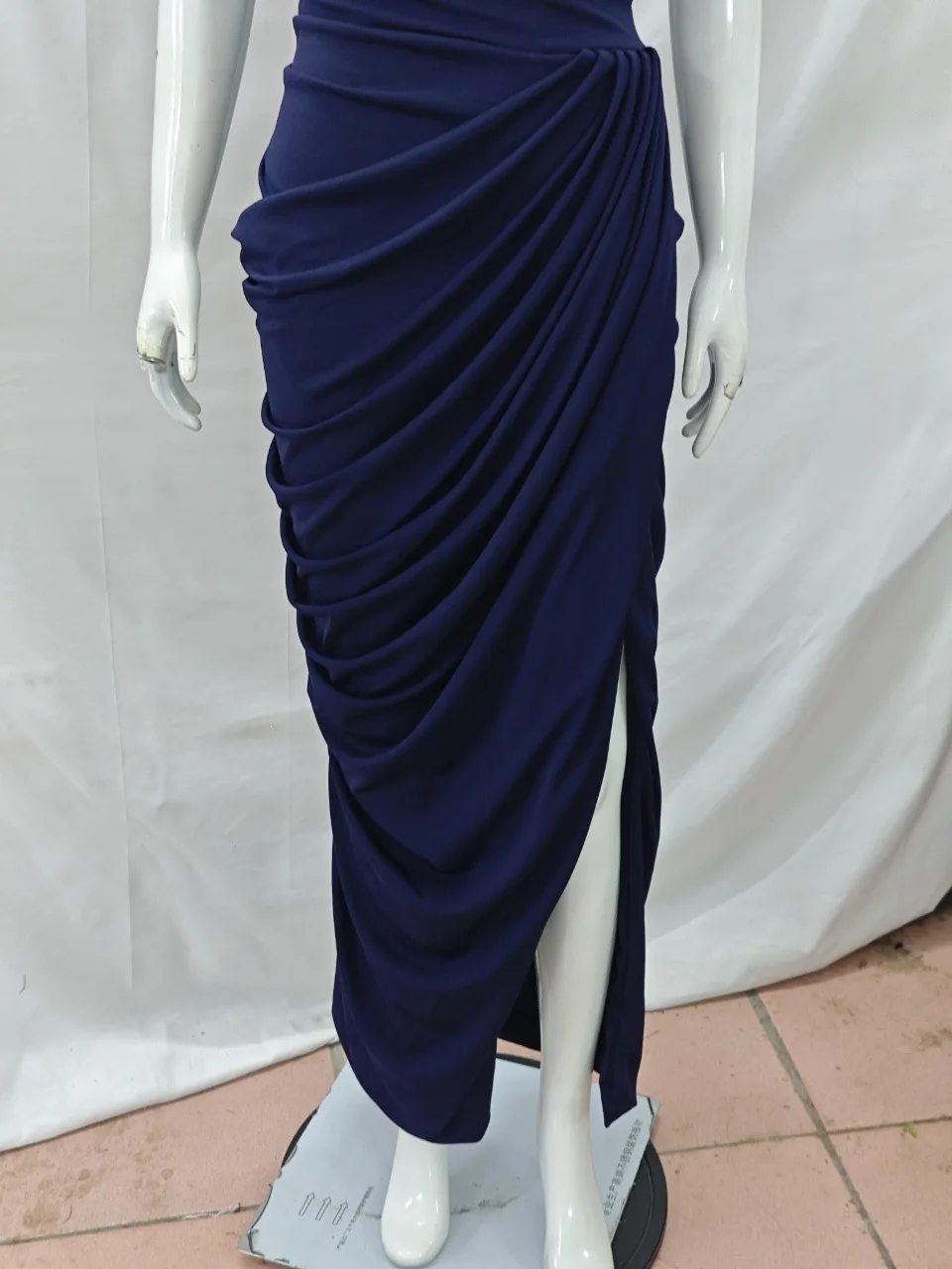 2026 new strapless evening dress women's long pleated slit sexy party dress European and American style