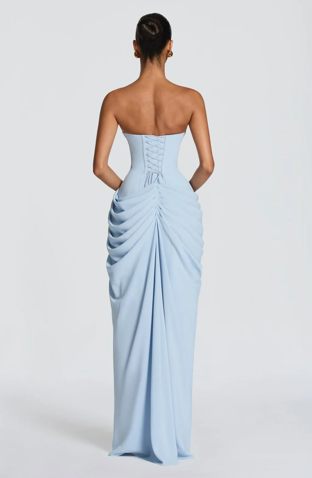 2026 new strapless evening dress women's long pleated slit sexy party dress European and American style