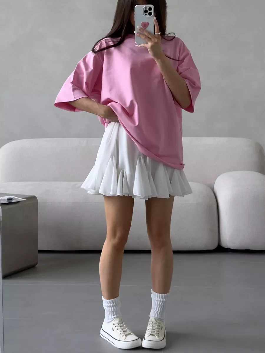 Hirsionsan Summer Casual Oversized T-shirts Women 100% Cotton Pink Loose Tees 2025 New Cusual Solid O Neck Female Aesthetic Tops