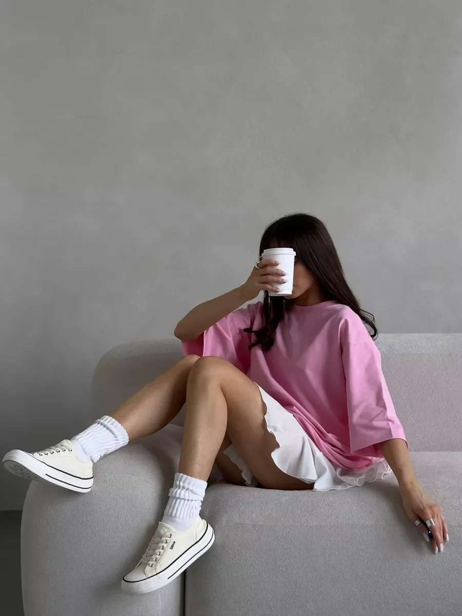 Hirsionsan Summer Casual Oversized T-shirts Women 100% Cotton Pink Loose Tees 2025 New Cusual Solid O Neck Female Aesthetic Tops