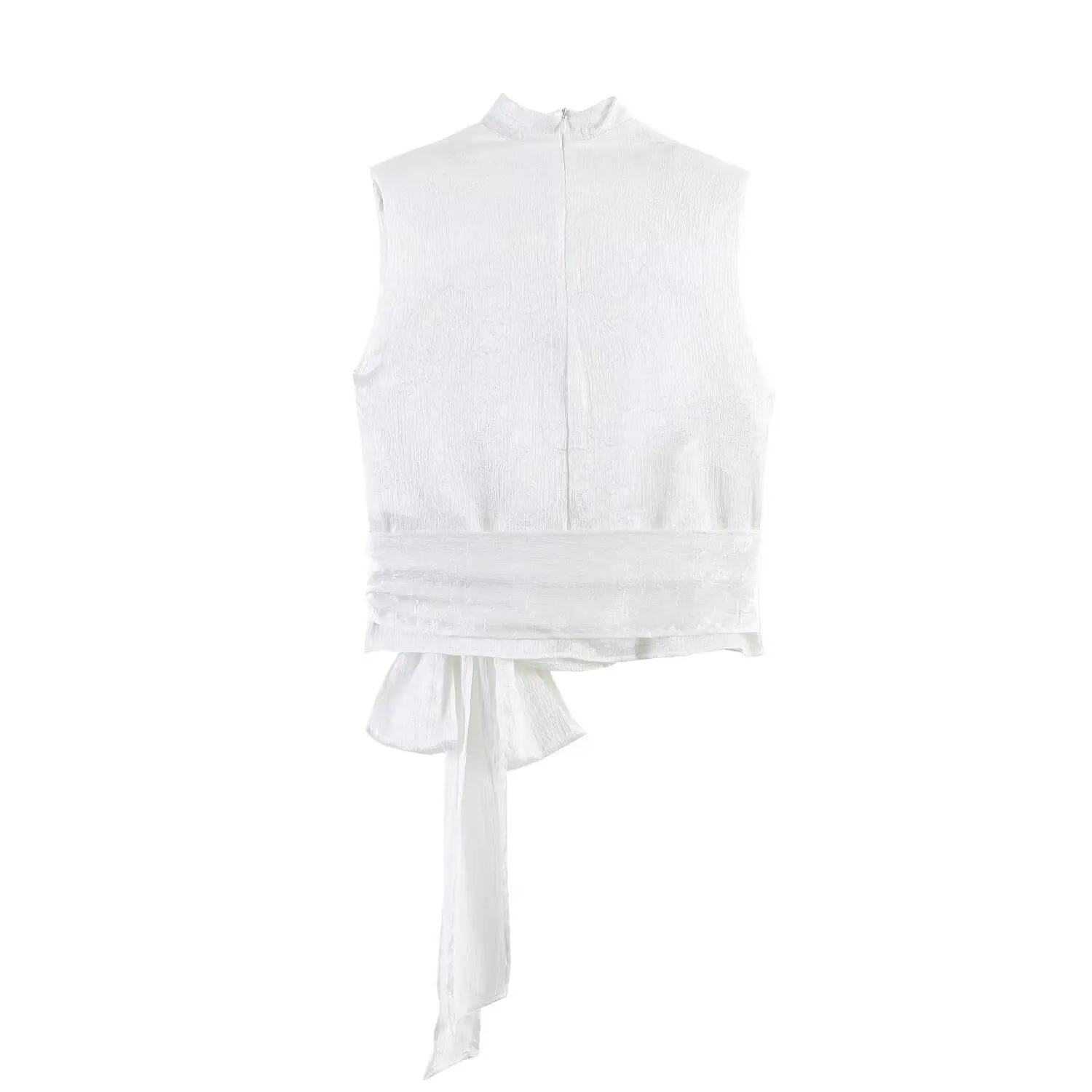 Women's Top 2026 Spring New Style Orange Sleeveless Satin Texture Long Ribbon Top Elegant and Stylish Unique Fashion Focus