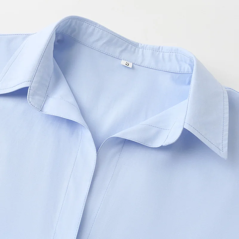 HXAO 2025 Woman Blouses Long Stripe Shirts Women Spring Summer Long Sleeve Blue White Shirt Woman Large Tops Button Up Shirts