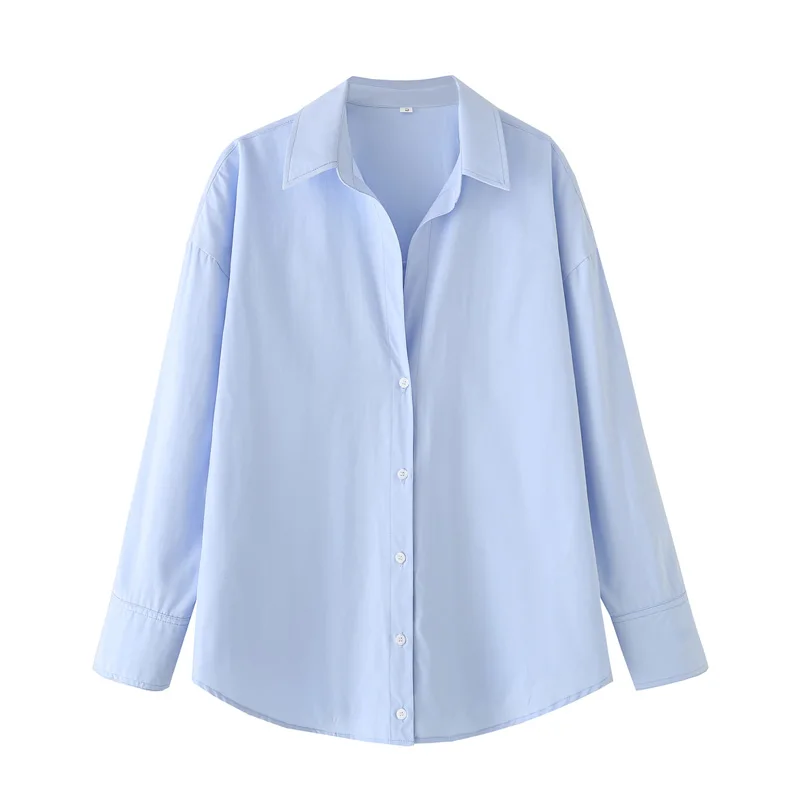 HXAO 2025 Woman Blouses Long Stripe Shirts Women Spring Summer Long Sleeve Blue White Shirt Woman Large Tops Button Up Shirts
