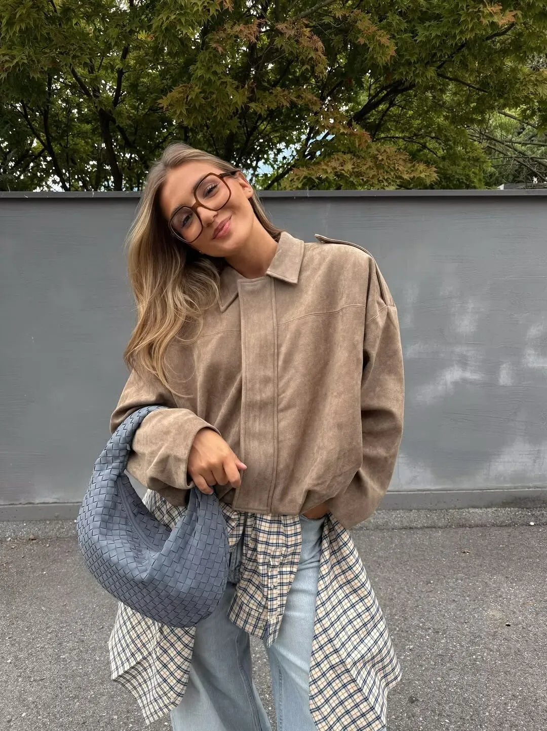 YENKYE New 2025 Women Suede Textured Jacket Long Sleeve Lapel Collar Loose Coats Casual Female Outerwear Chic Tops