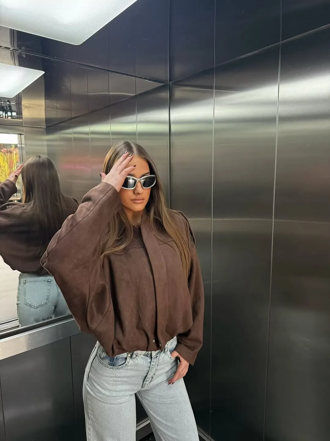 YENKYE New 2025 Women Suede Textured Jacket Long Sleeve Lapel Collar Loose Coats Casual Female Outerwear Chic Tops