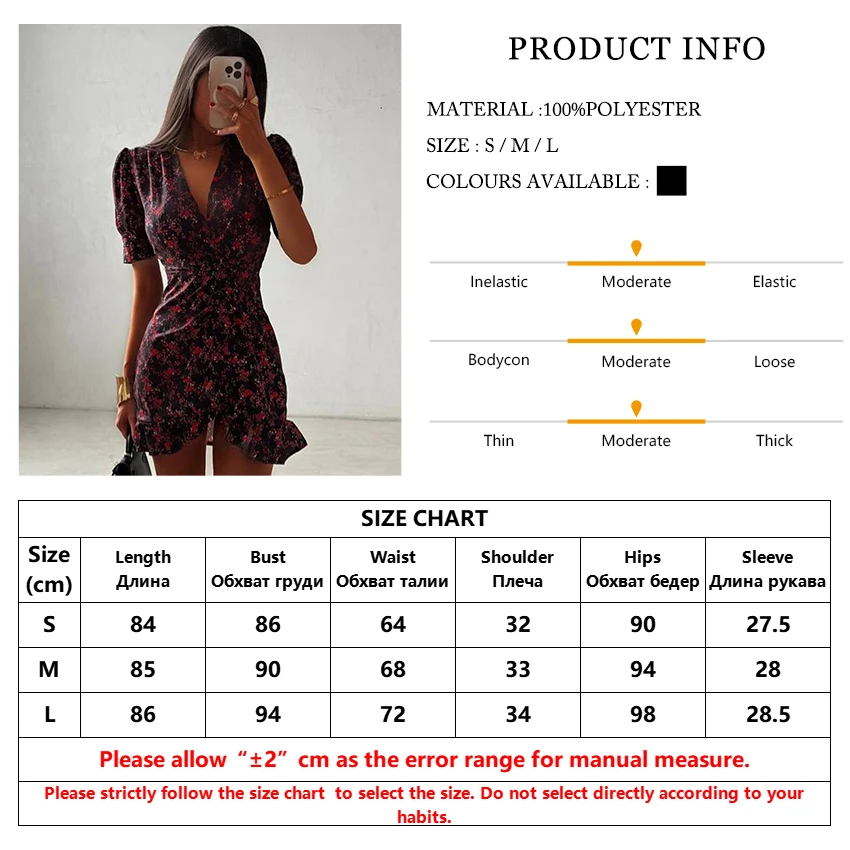 TTQV Fashion Slim Print Women's Dress 2026 Summer V-Neck Short Sleeve Mini Dresses Lady Elegant Classic High Waist Female Dress