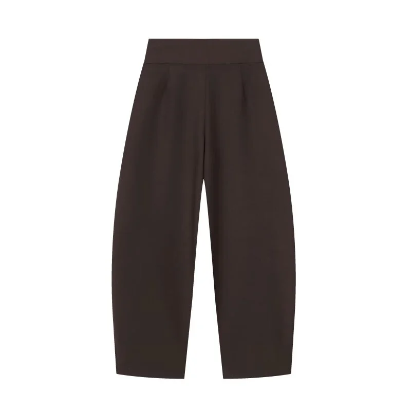Women Wide Leg Pants Retro Dark Color Pleated Trousers High Waist Casual Work Office Straight Pants