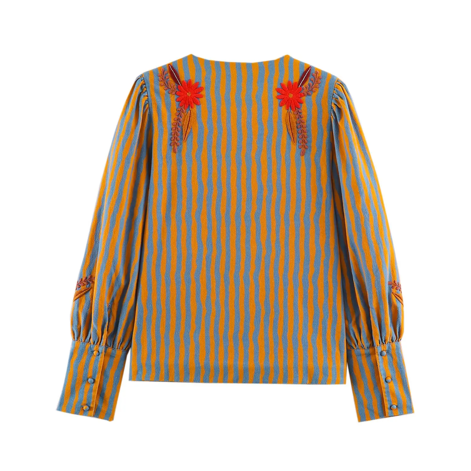 TFMLN 2026 Women Embroidery Jacket Retro New TFMLN 2026 Round Collar Elegant Long Sleeve High Street Coat Striped Casual Fashion