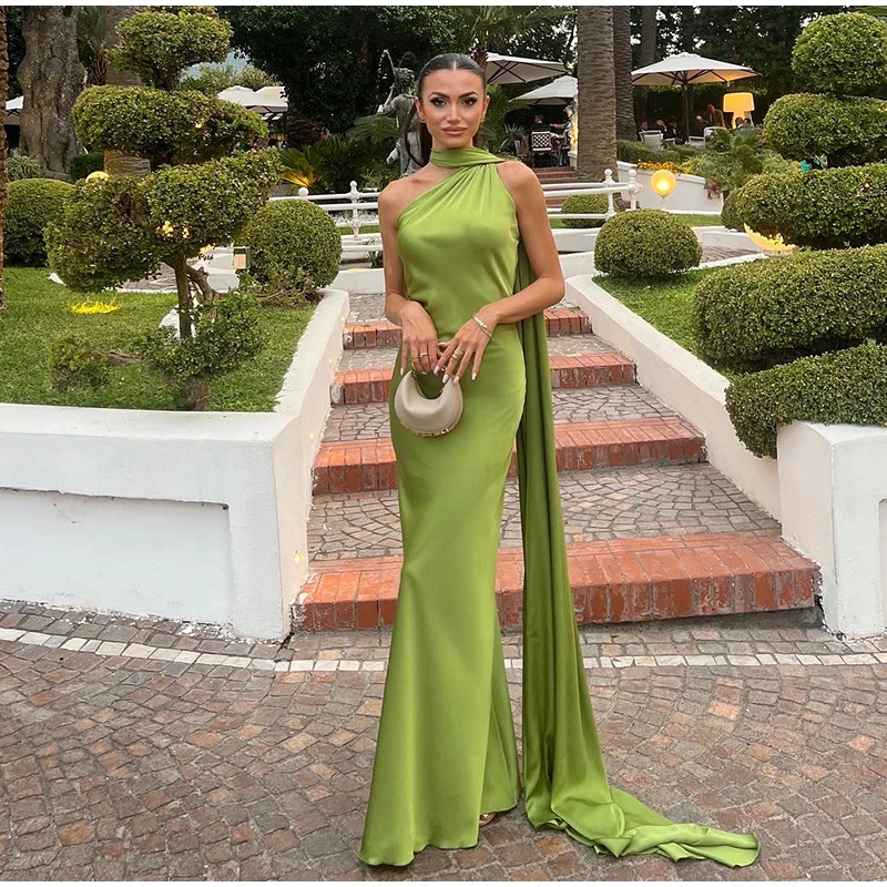 Sexy Satin Ribbon Party Dress Women Elegant Halter Backless Off Shoulder Sleeveless Female Dresses 2026 Summer Solid Robe Gown