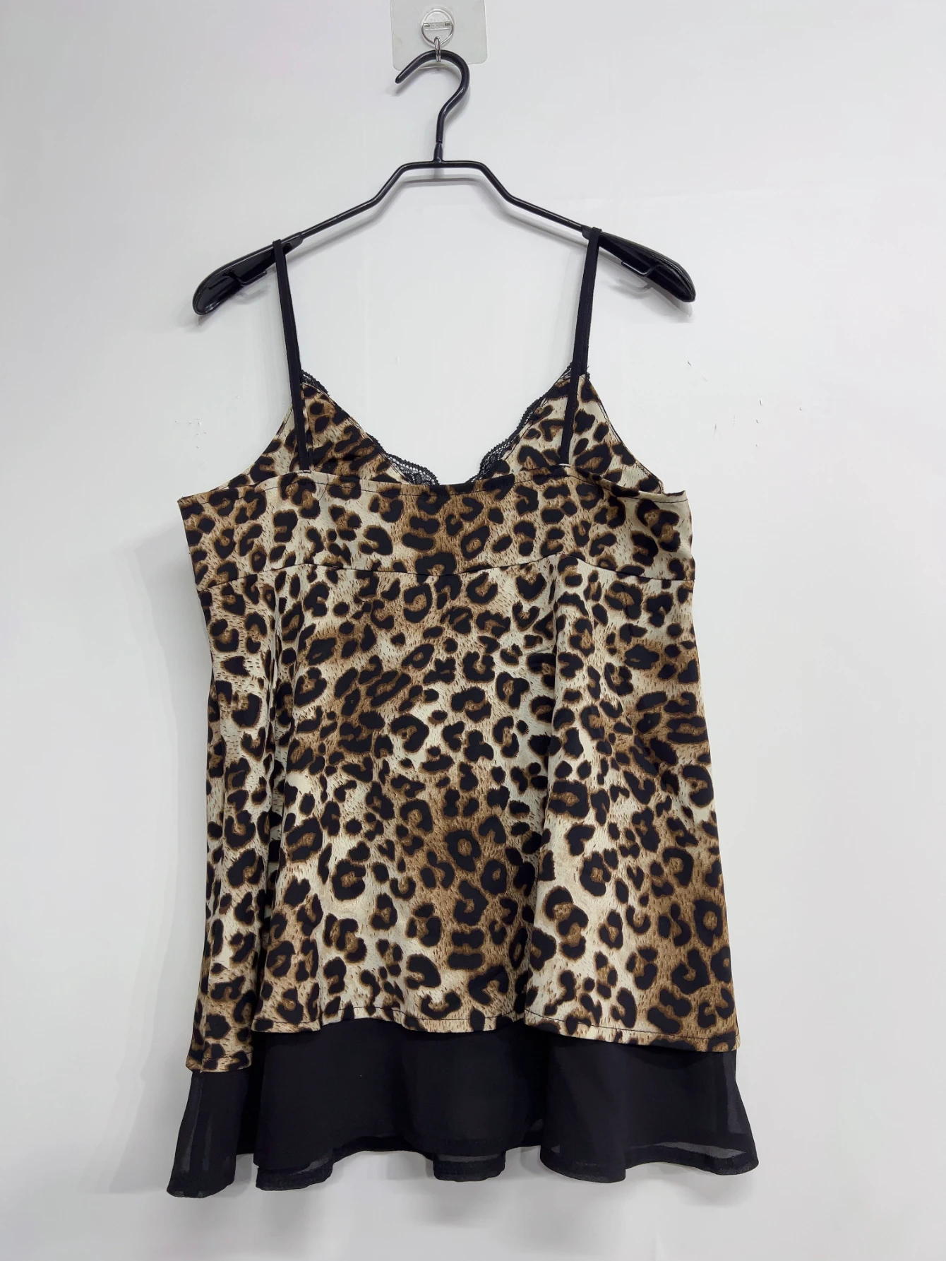 Y2k Emo Women Streetwear Sexy Acubi Leopard Lace Trim V-neck Tank Tops Sleeveless Spaghetti Stra Goth Grunge 2000s Alt Clothes