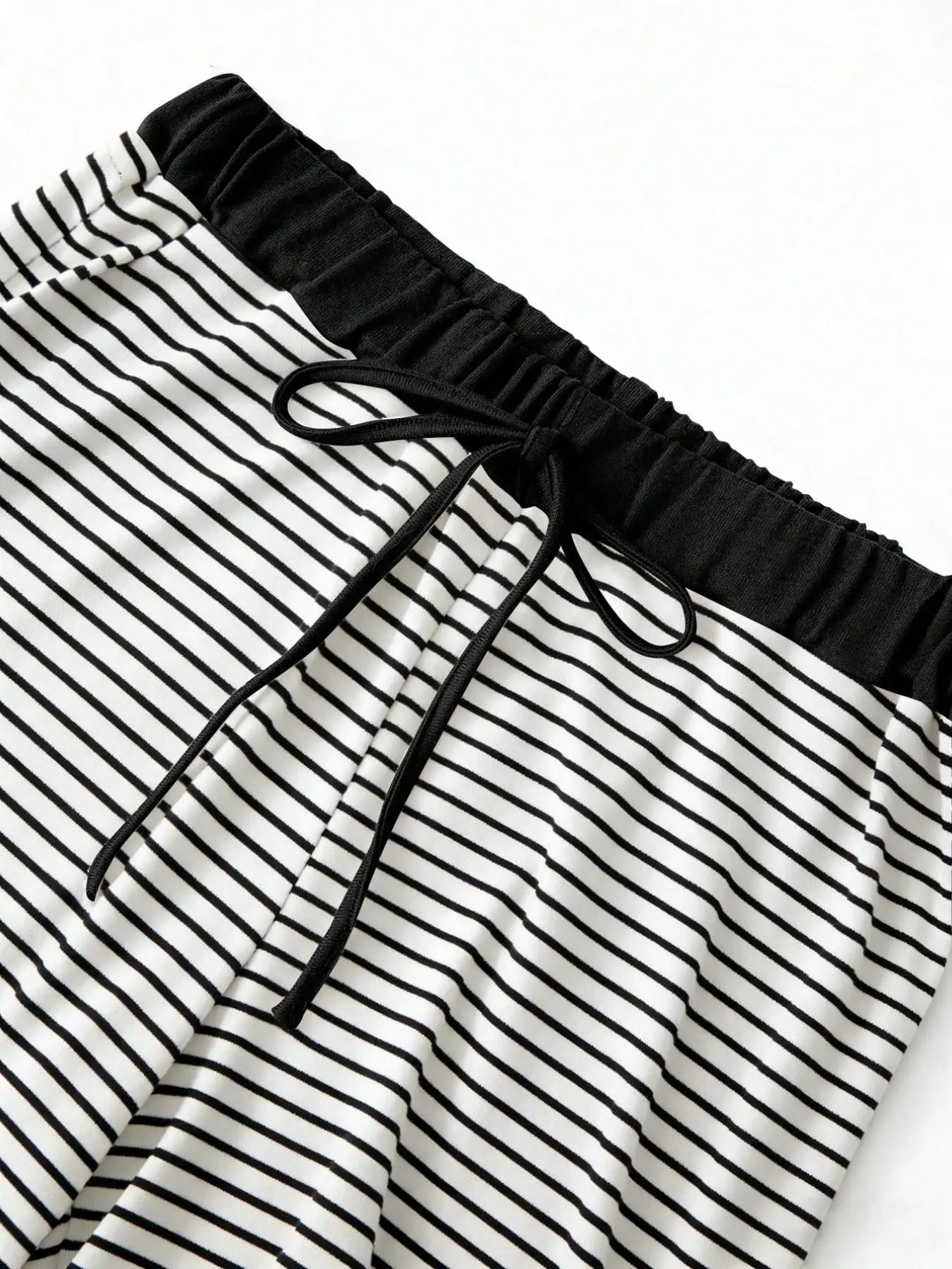 Plus Size Women's Early Fall Striped Layered Three-Piece Set, Navy Long Sleeve Blouse + Tank Top + High Waist Pants
