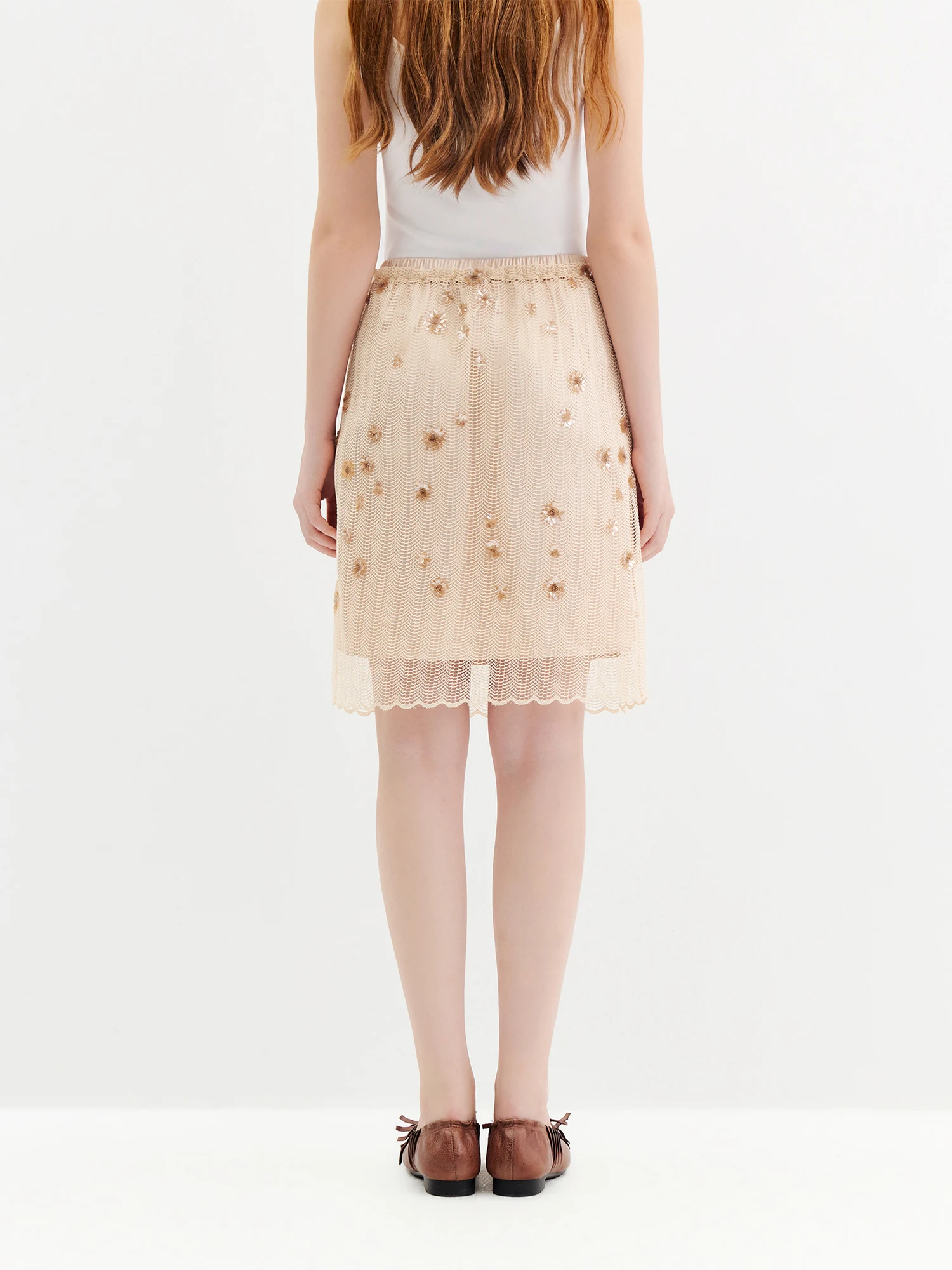 FSLE 【Premium Series】2026 Arrival New Women's High-Waisted Heavy Beaded & Sequin A-Line Skirt Hip-Hiding Slim Fit Stylish Skirt