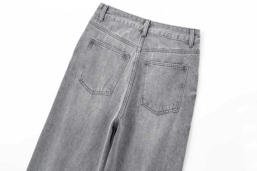 ETJ Wide-leg High-waisted Jeans Women's Classic Everything With Five Pockets Washed Soft Comfortable Ultra-long Jeans6045022