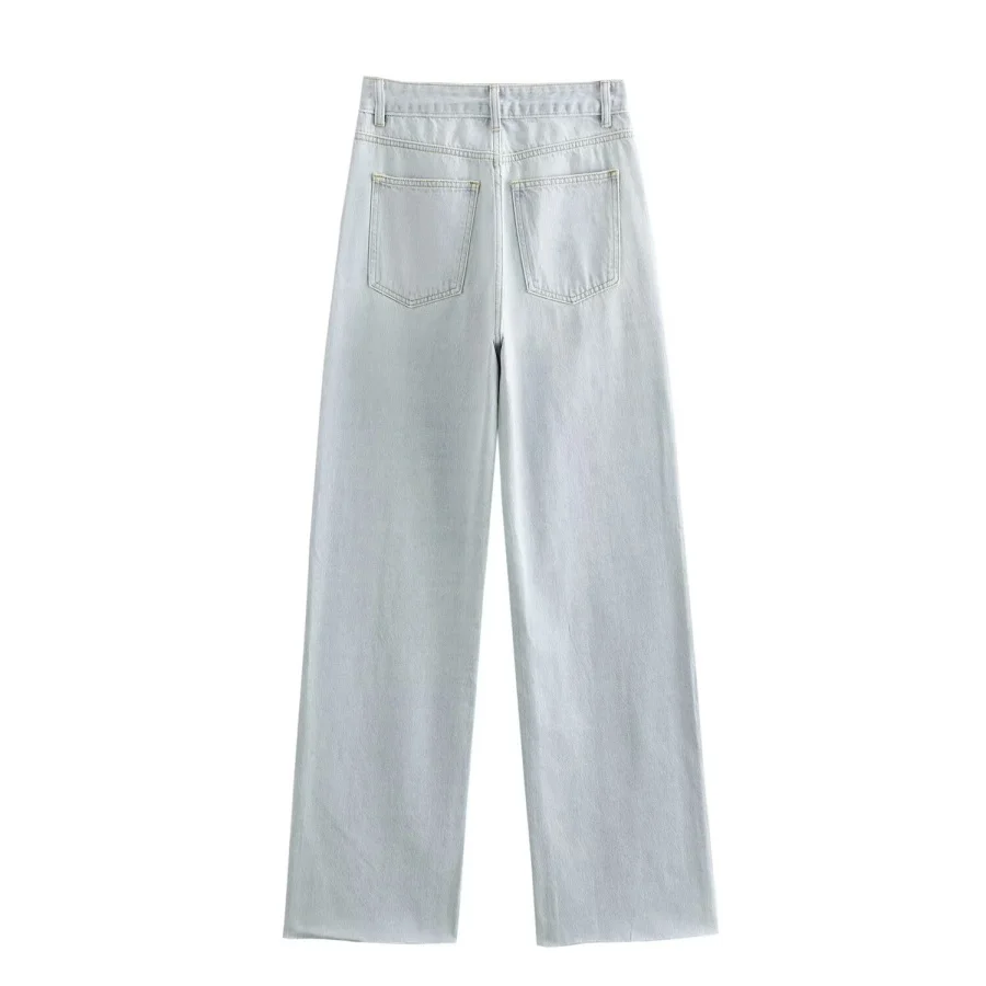 ETJ Wide-leg High-waisted Jeans Women's Classic Everything With Five Pockets Washed Soft Comfortable Ultra-long Jeans6045022