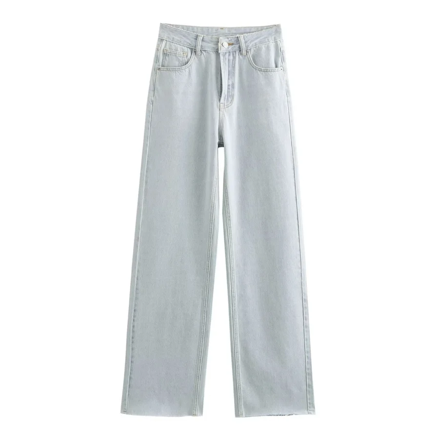 ETJ Wide-leg High-waisted Jeans Women's Classic Everything With Five Pockets Washed Soft Comfortable Ultra-long Jeans6045022