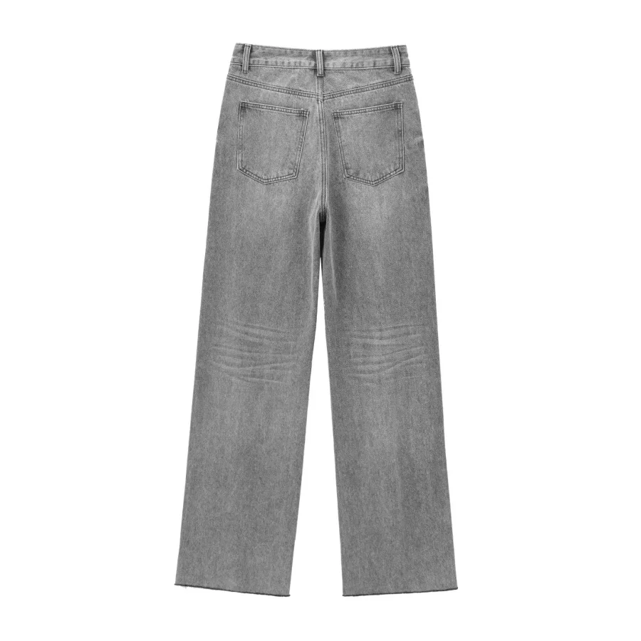 ETJ Wide-leg High-waisted Jeans Women's Classic Everything With Five Pockets Washed Soft Comfortable Ultra-long Jeans6045022