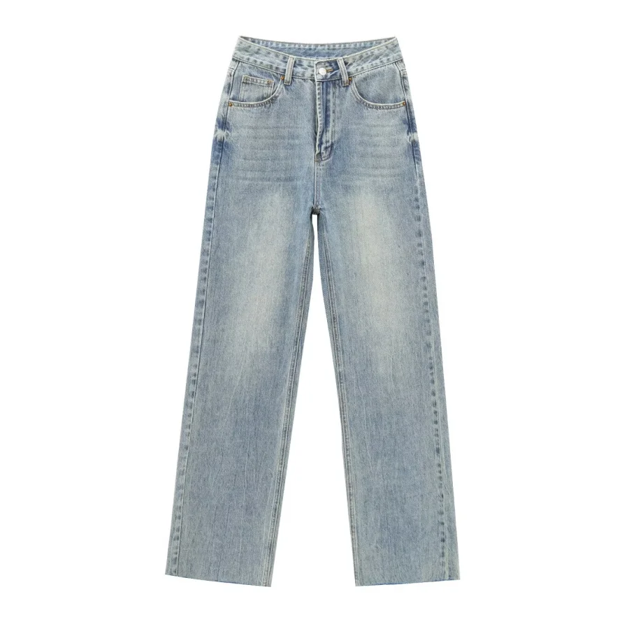 ETJ Wide-leg High-waisted Jeans Women's Classic Everything With Five Pockets Washed Soft Comfortable Ultra-long Jeans6045022