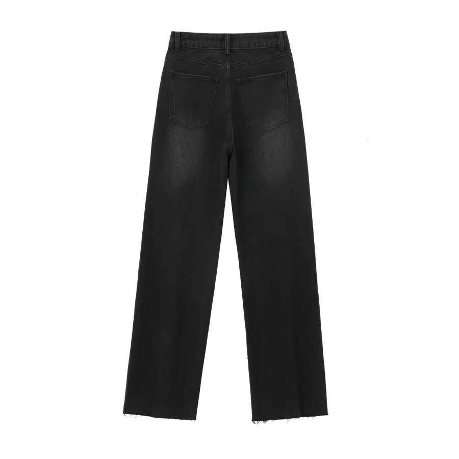 ETJ Wide-leg High-waisted Jeans Women's Classic Everything With Five Pockets Washed Soft Comfortable Ultra-long Jeans6045022