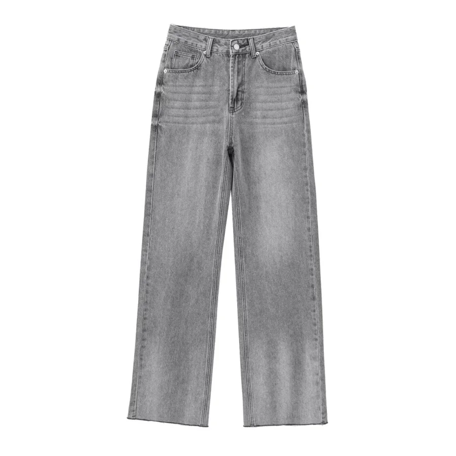 ETJ Wide-leg High-waisted Jeans Women's Classic Everything With Five Pockets Washed Soft Comfortable Ultra-long Jeans6045022
