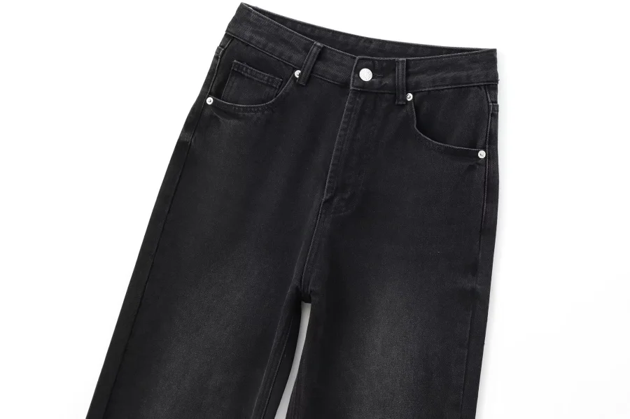 ETJ Wide-leg High-waisted Jeans Women's Classic Everything With Five Pockets Washed Soft Comfortable Ultra-long Jeans6045022