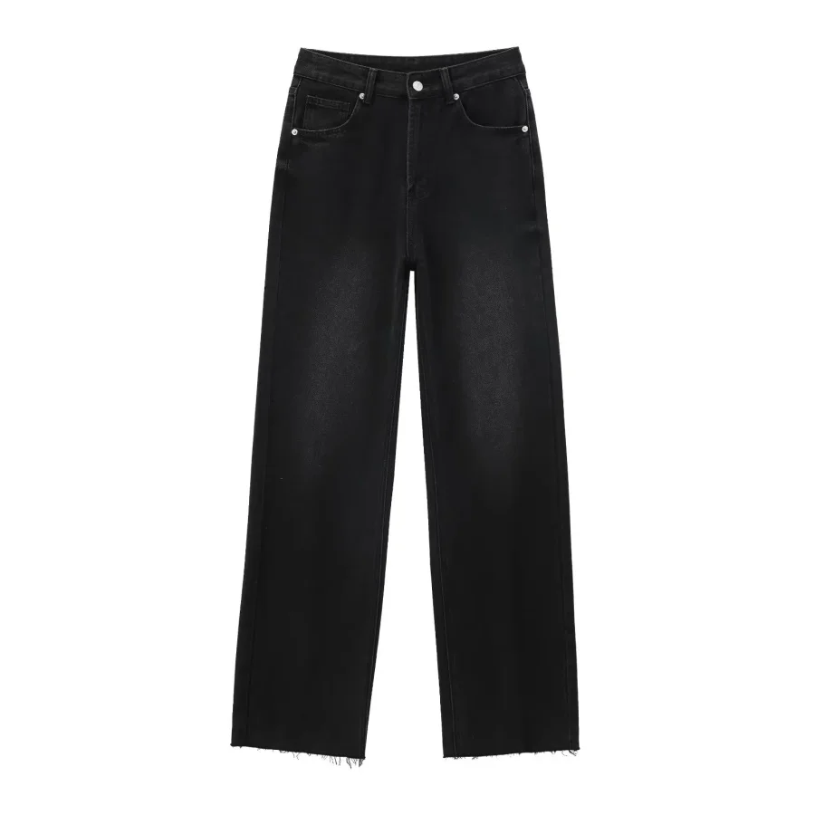 ETJ Wide-leg High-waisted Jeans Women's Classic Everything With Five Pockets Washed Soft Comfortable Ultra-long Jeans6045022