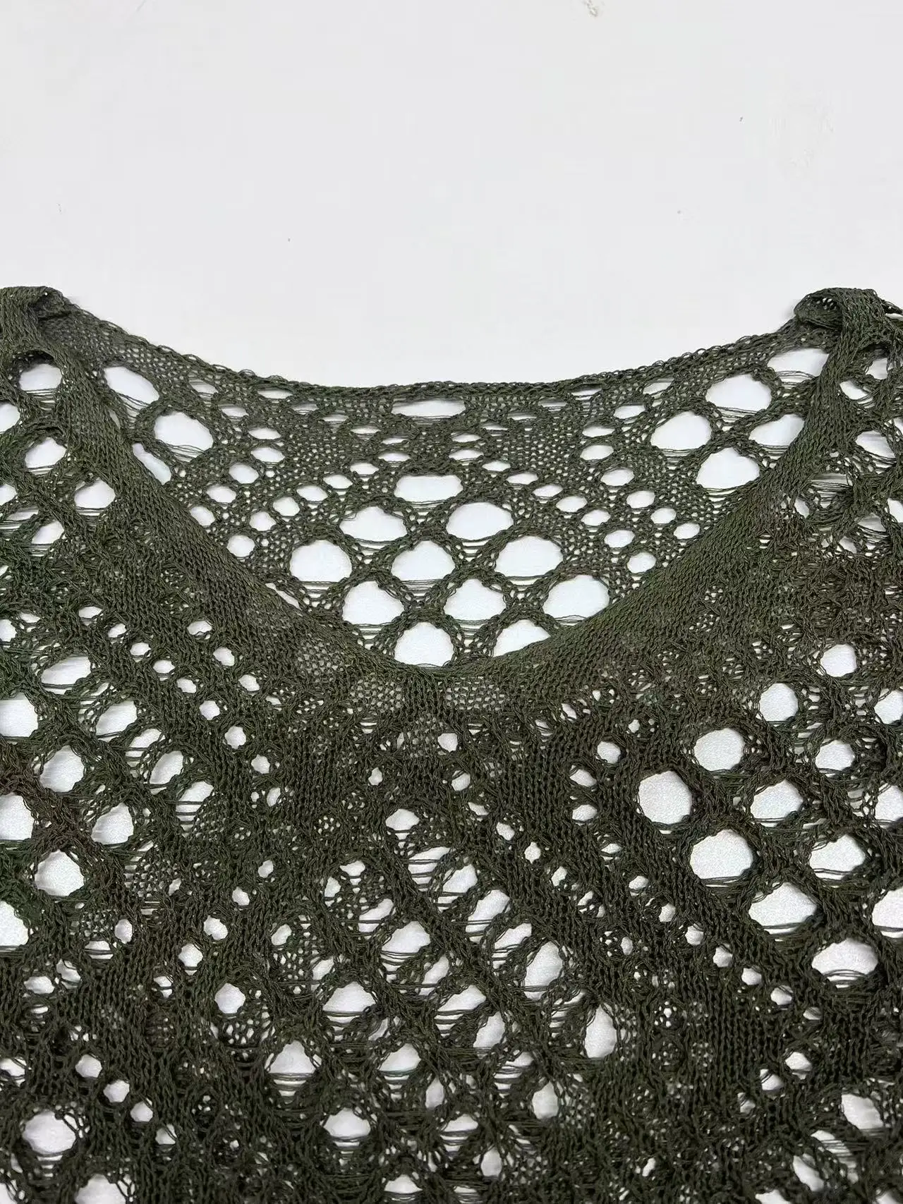Women Spring Summer Casual Loose V Neck Half Sleeve Hollow Out Crochet Knit Sweater Beach Vacation Cover Up Pullover Tops