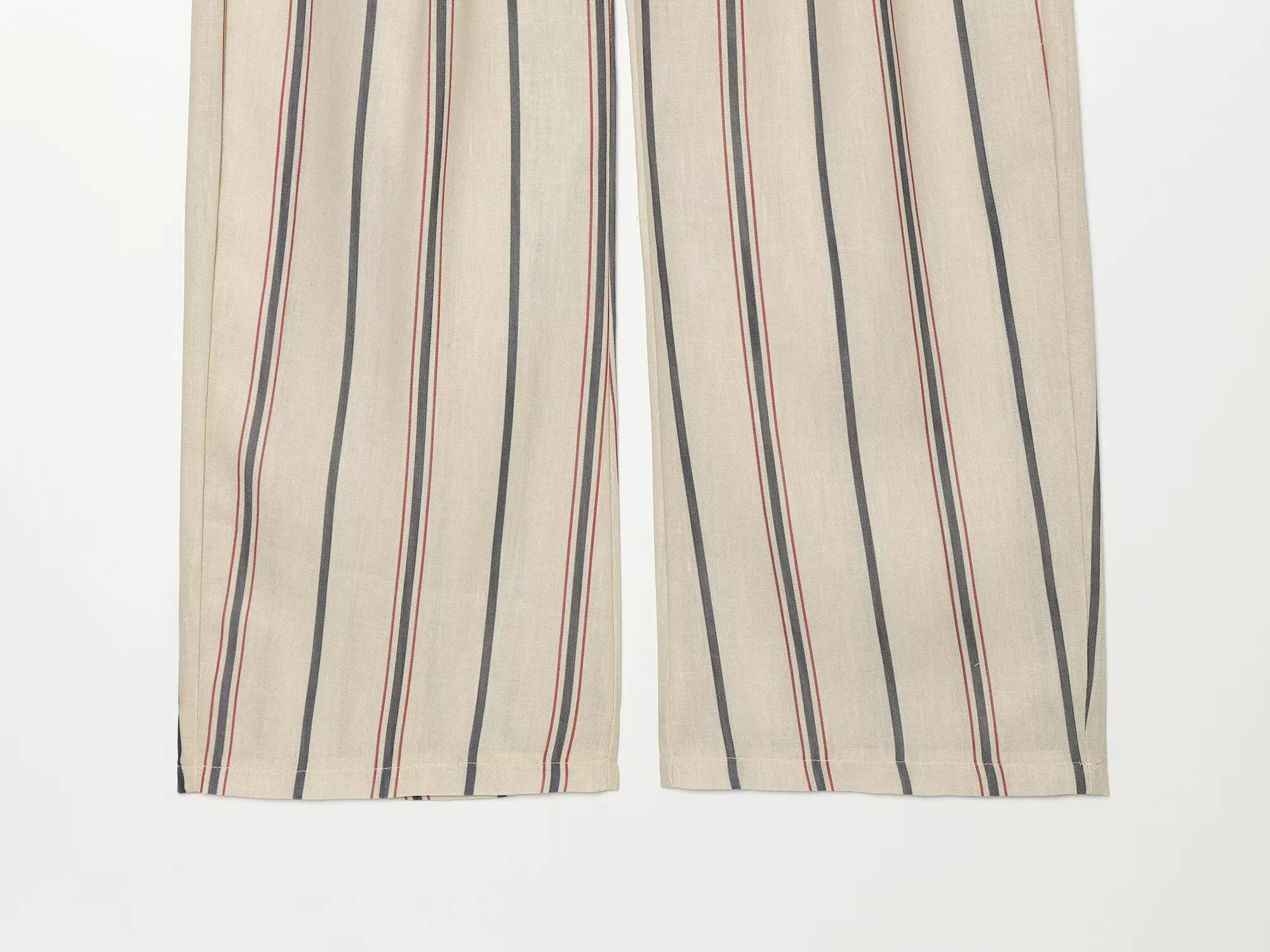 BSAY Women New Vertical Striped Matching Suit Set Notched Lapel Cropped Blazer Sleeve High Waist Wide Leg Casual 2 Piece Outfit