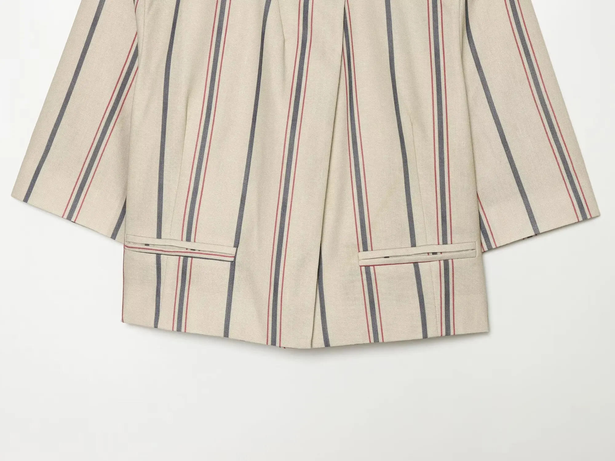 BSAY Women New Vertical Striped Matching Suit Set Notched Lapel Cropped Blazer Sleeve High Waist Wide Leg Casual 2 Piece Outfit