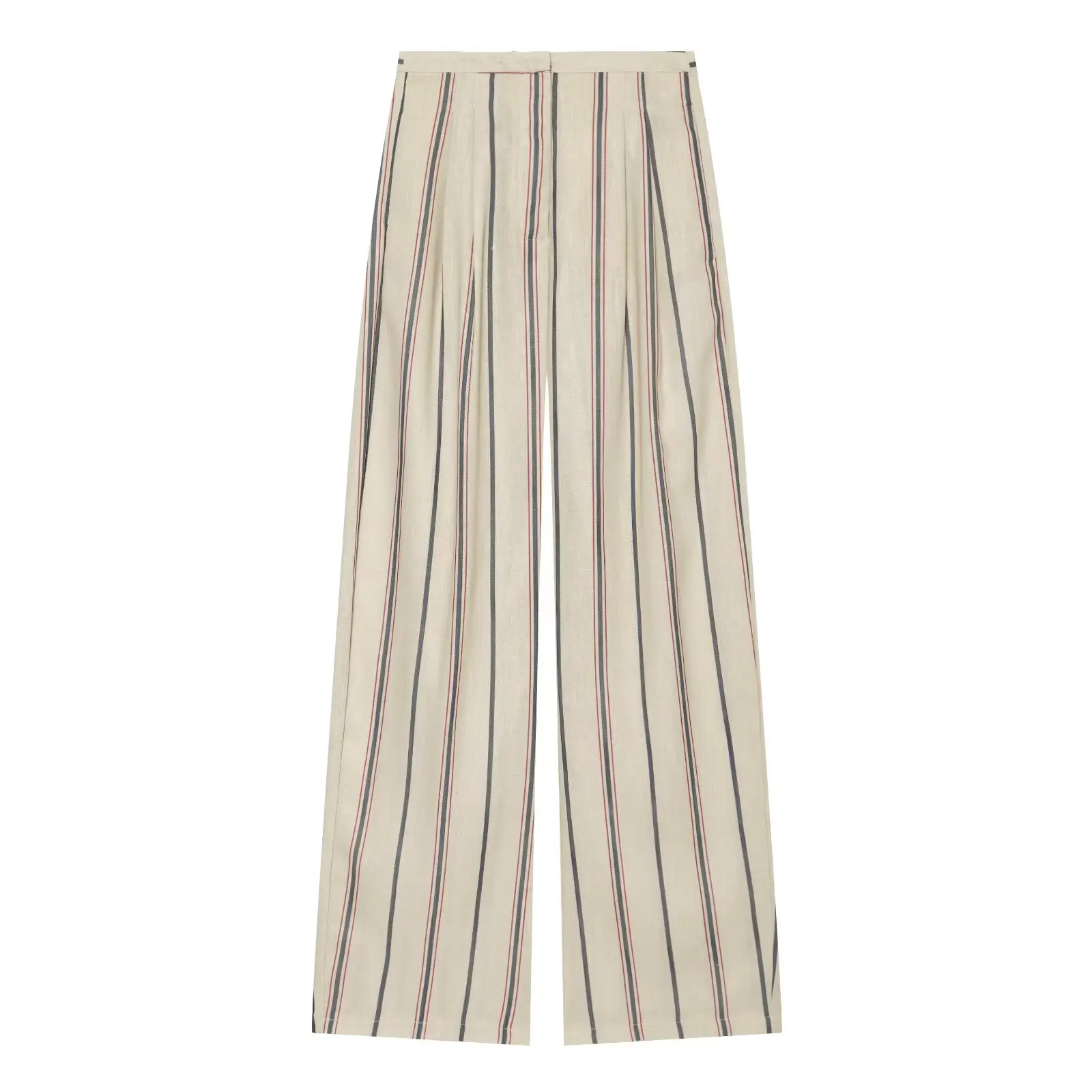 BSAY Women New Vertical Striped Matching Suit Set Notched Lapel Cropped Blazer Sleeve High Waist Wide Leg Casual 2 Piece Outfit