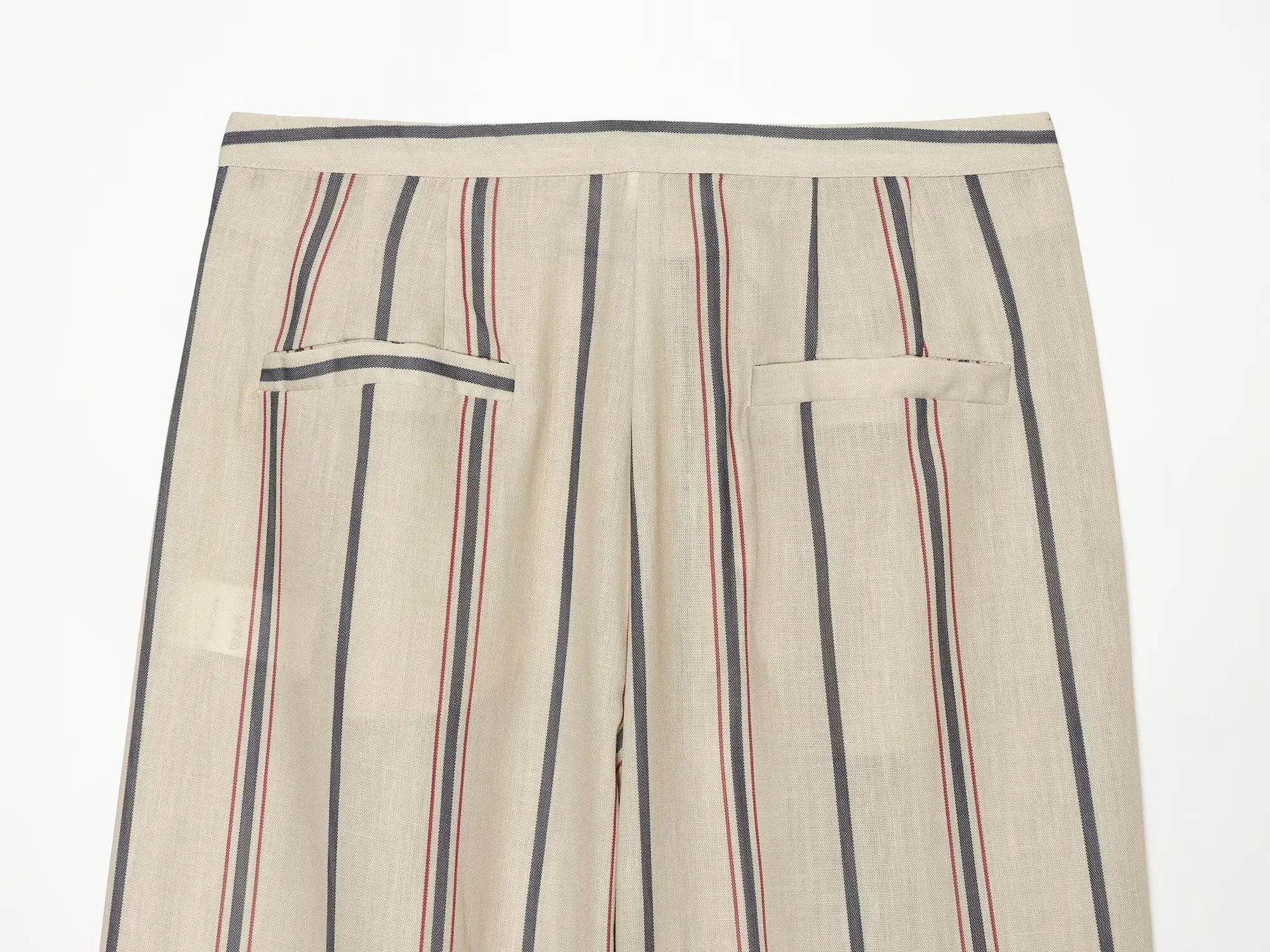 BSAY Women New Vertical Striped Matching Suit Set Notched Lapel Cropped Blazer Sleeve High Waist Wide Leg Casual 2 Piece Outfit
